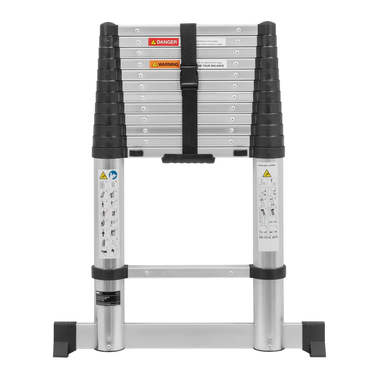 Telescopic Ladder - 12 steps - aluminium - height: 0.87 - 3.80 m