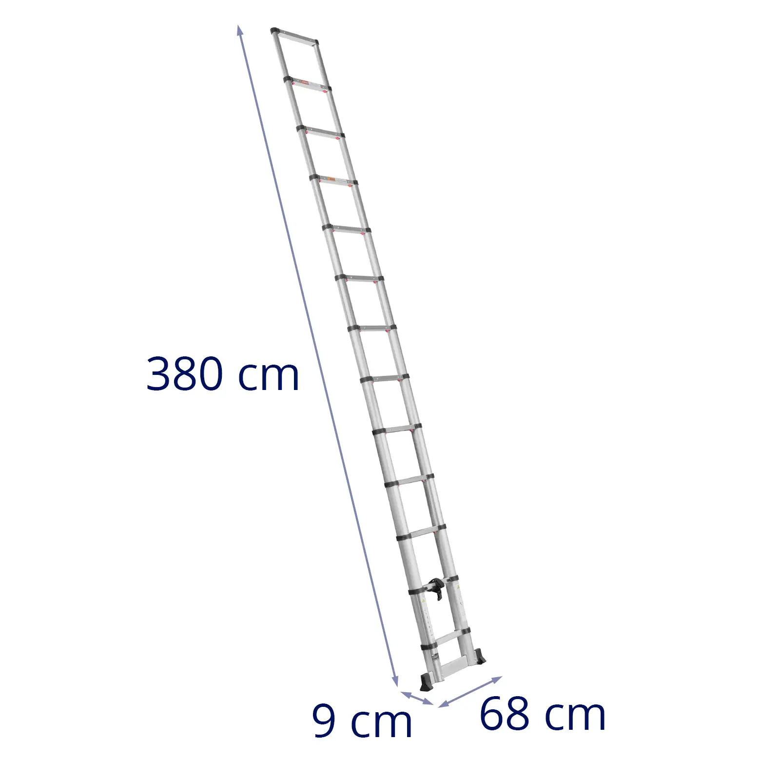 Echelle télescopique - 12 marches - aluminium - hauteur : 0,87 - 3,80 m