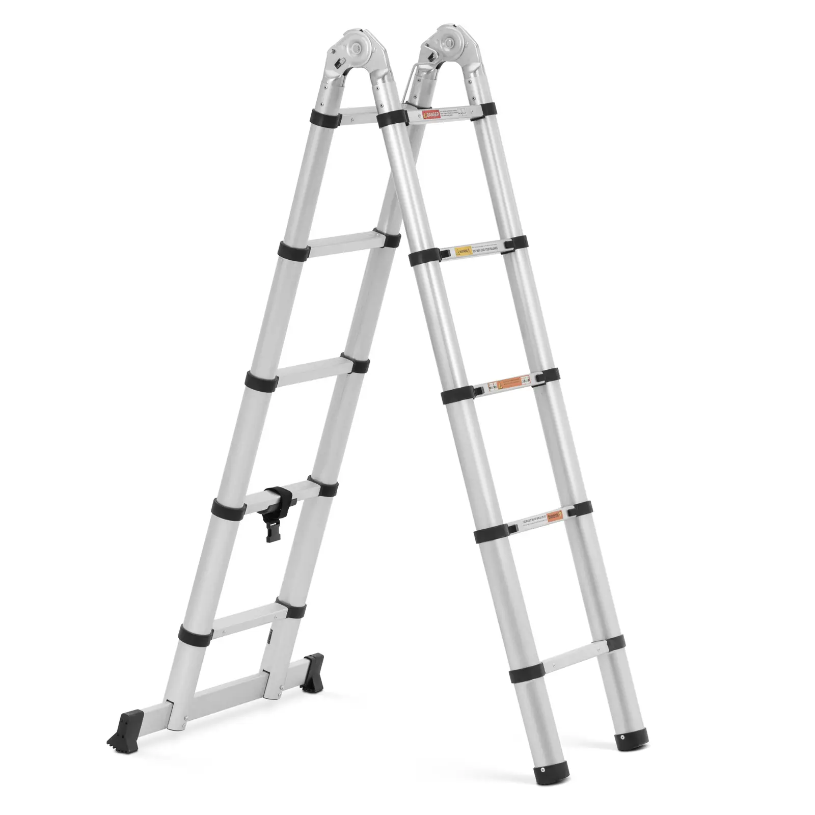 Folding Telescopic Ladder - 12 steps - aluminium - height: 0.85 - 1.85/3.80 m