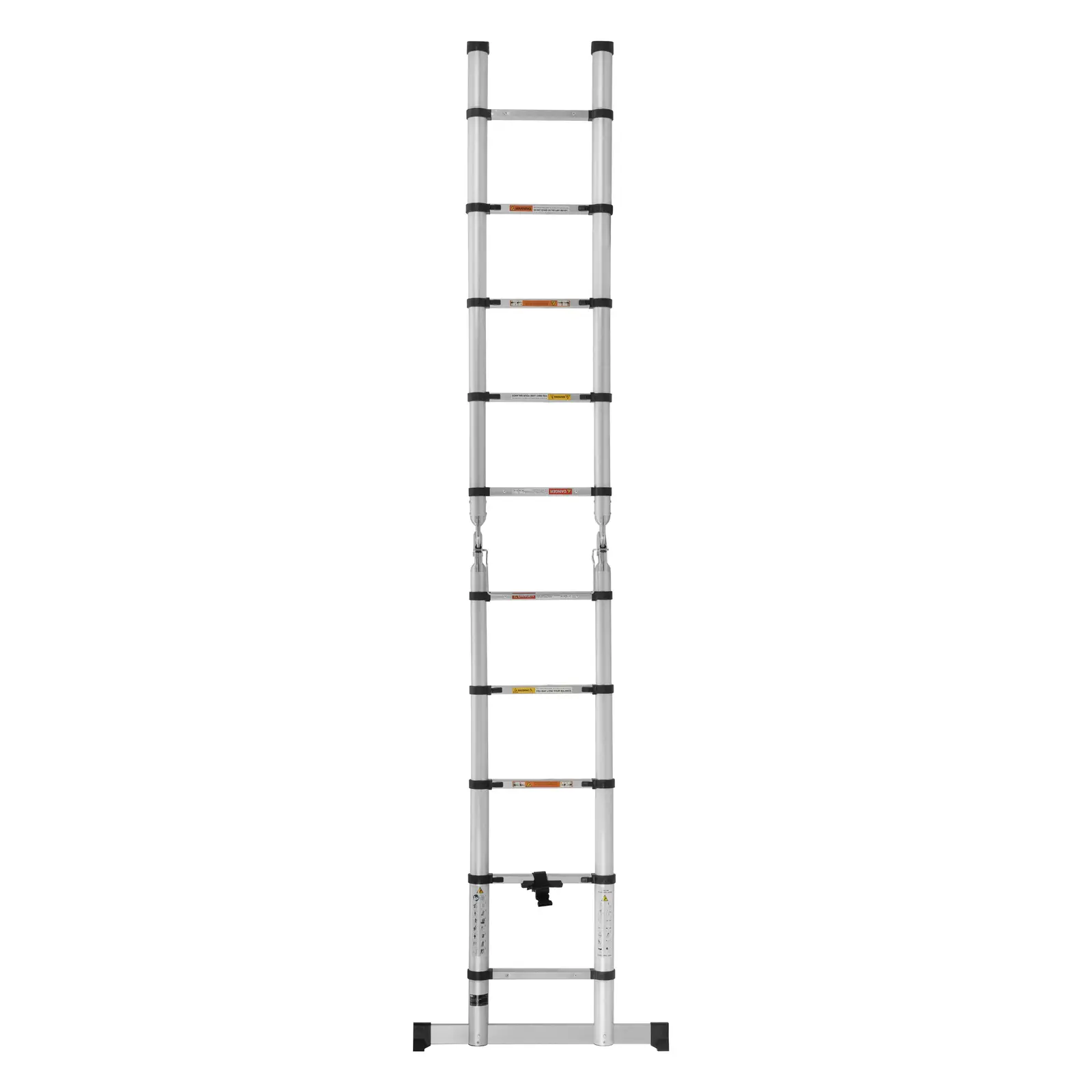 Teleskopstige - 12 trinn - aluminium - høyde: 0,85 - 1,85/3,80 m