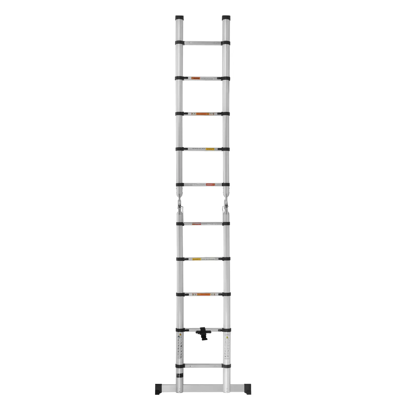 Escalera extensible plegable - 12 peldaños - aluminio - altura: 0,85 - 1,85/3,80 m