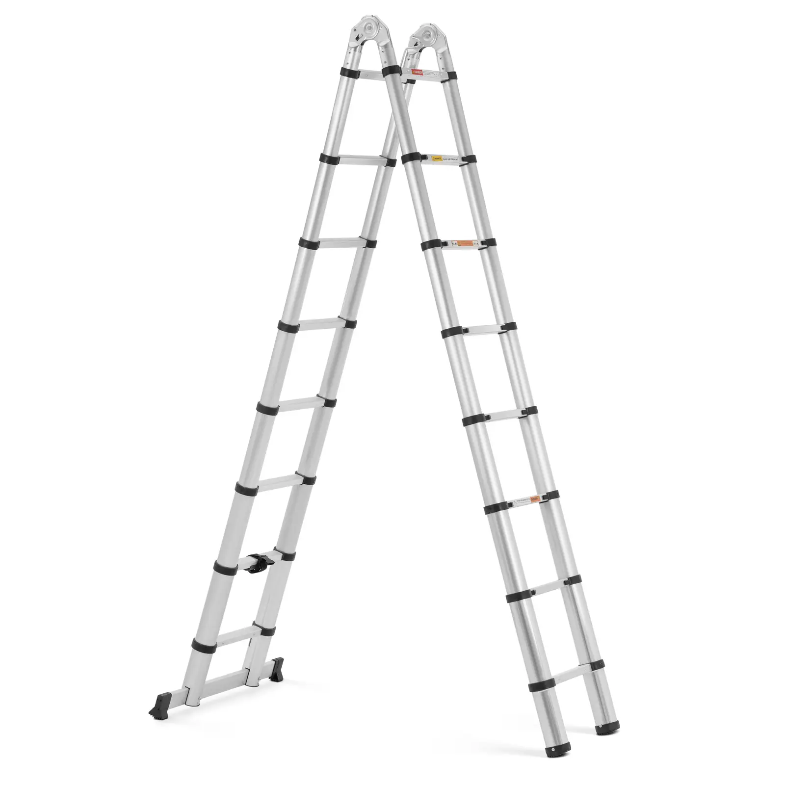 Opvouwbare telescopische ladder - 16 treden - aluminium - hoogte: 0.92 - 2.42/5 m