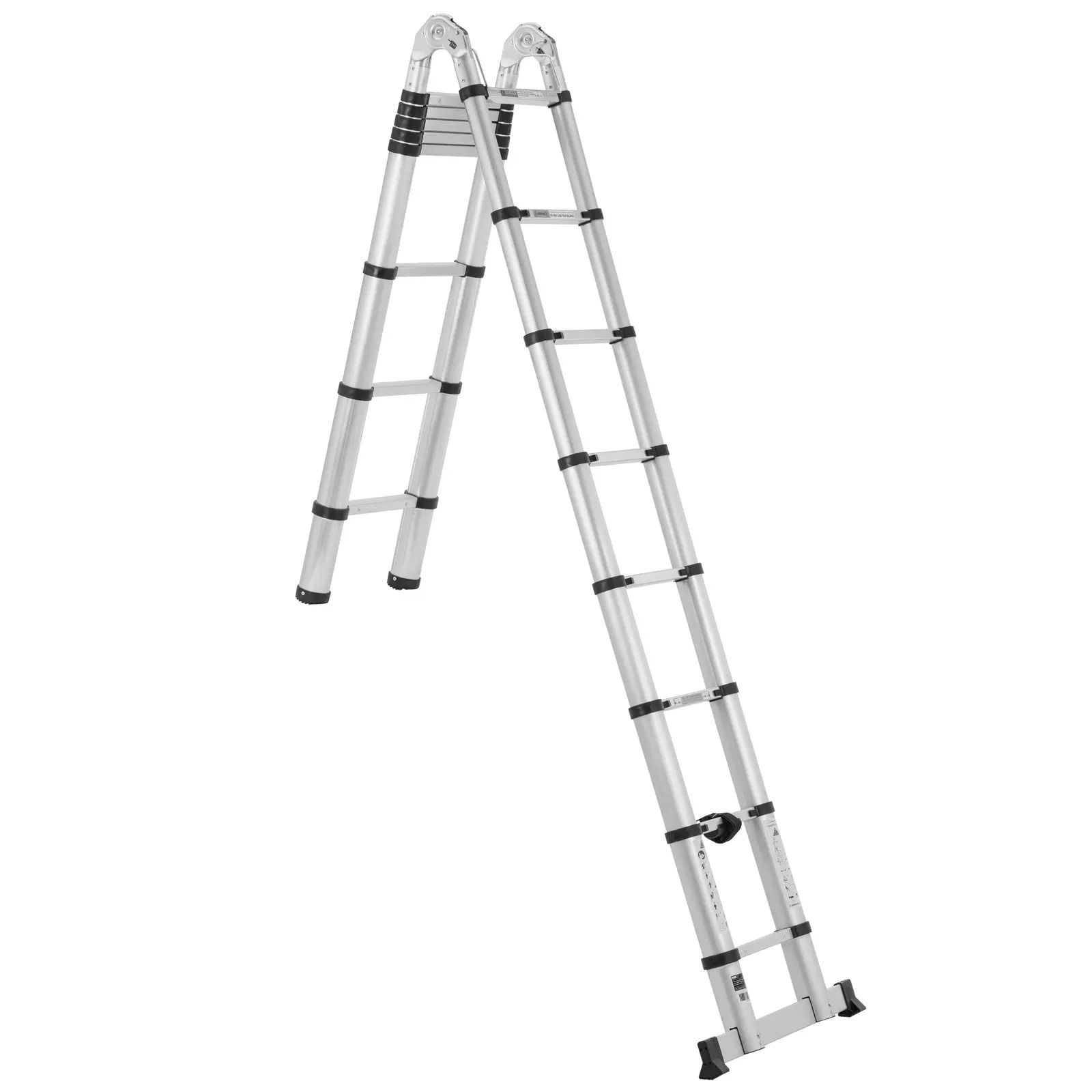 Opvouwbare telescopische ladder - 16 treden - aluminium - hoogte: 0.92 - 2.42/5 m