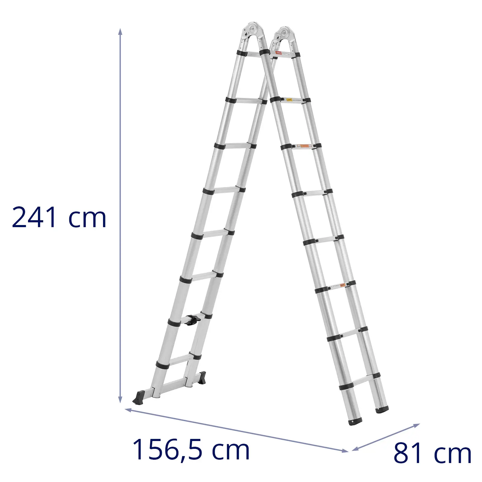 Klappbare Teleskopleiter - 16 Stufen - Aluminium - Höhe: 0,92 - 2,42/5 m