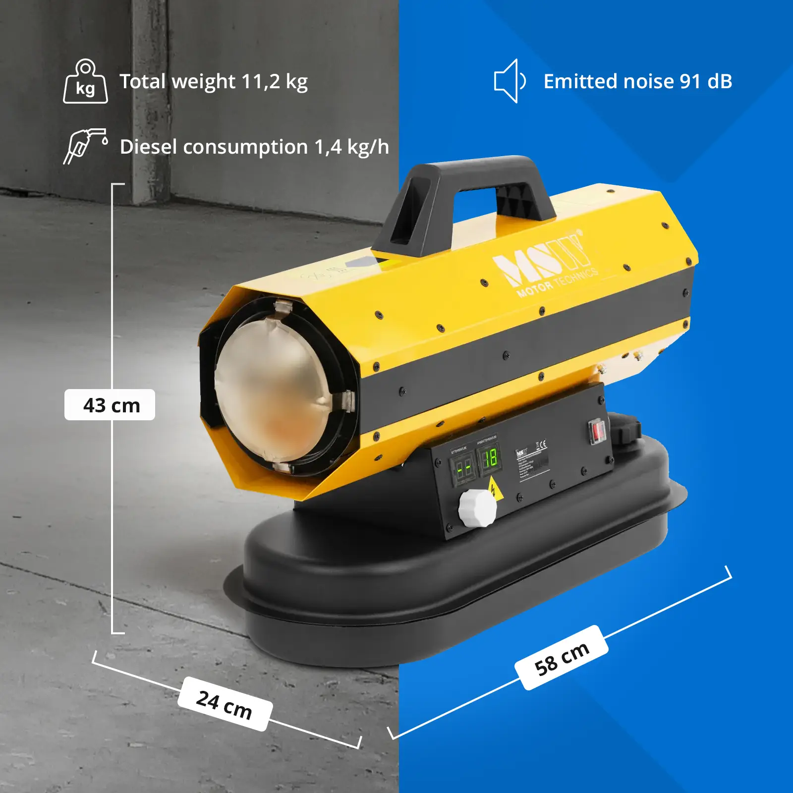 Încălzitor diesel - 20 kW - 12 l - ECO series (Roți: Nu)