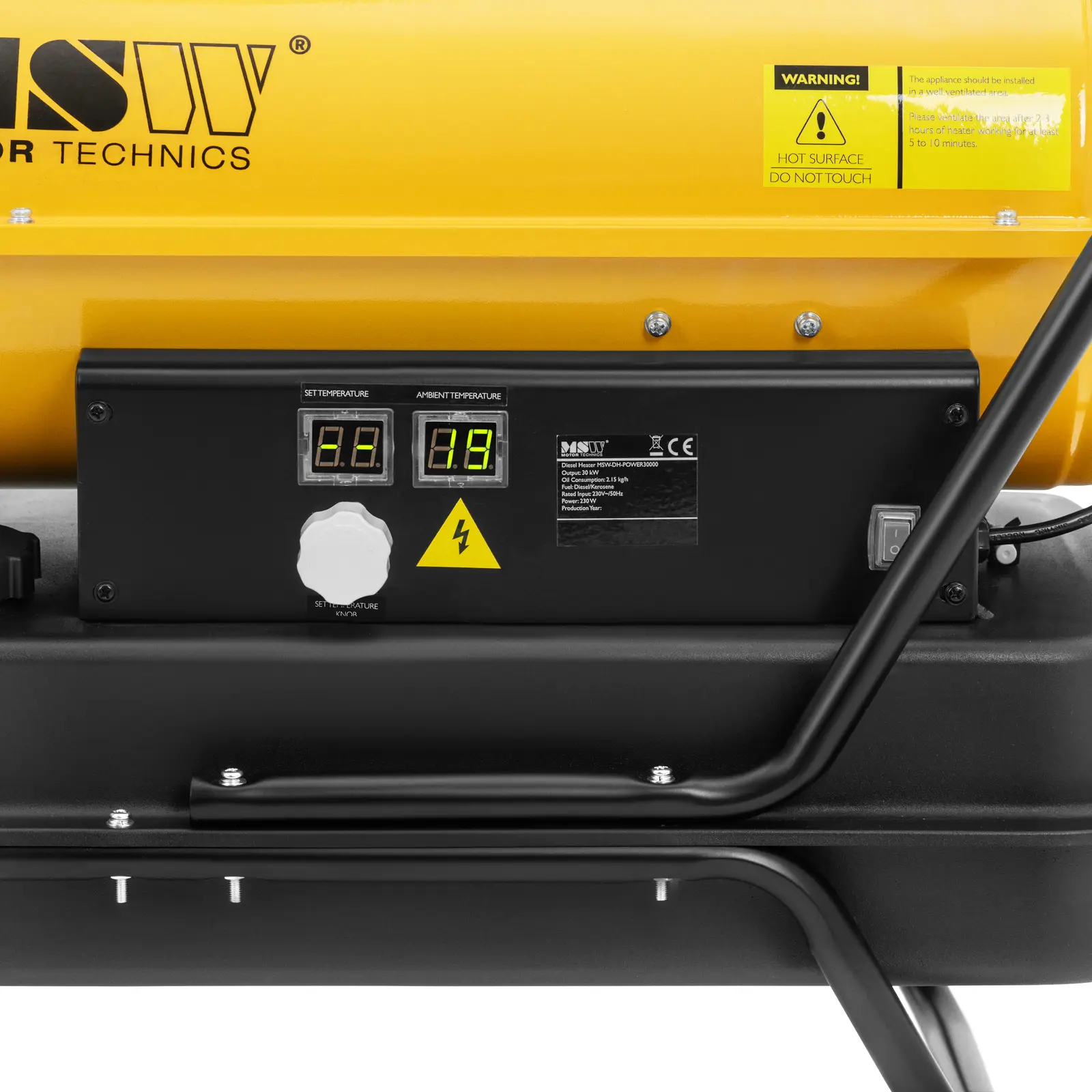 Naftové topidlo s podvozkem - 30 kW - 38 l (Průtok vzduchu: 720 m³/h)