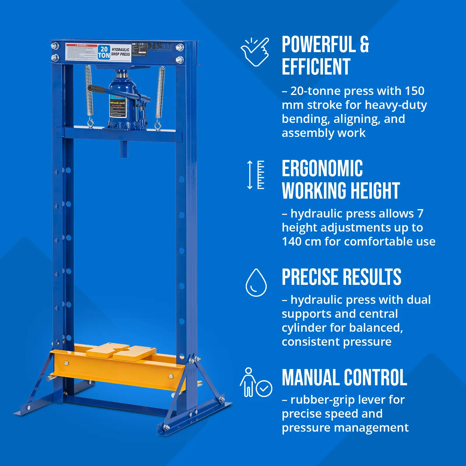 Werkstattpresse hydraulisch - 20 t Pressdruck (Kolbenhub: 150 mm)