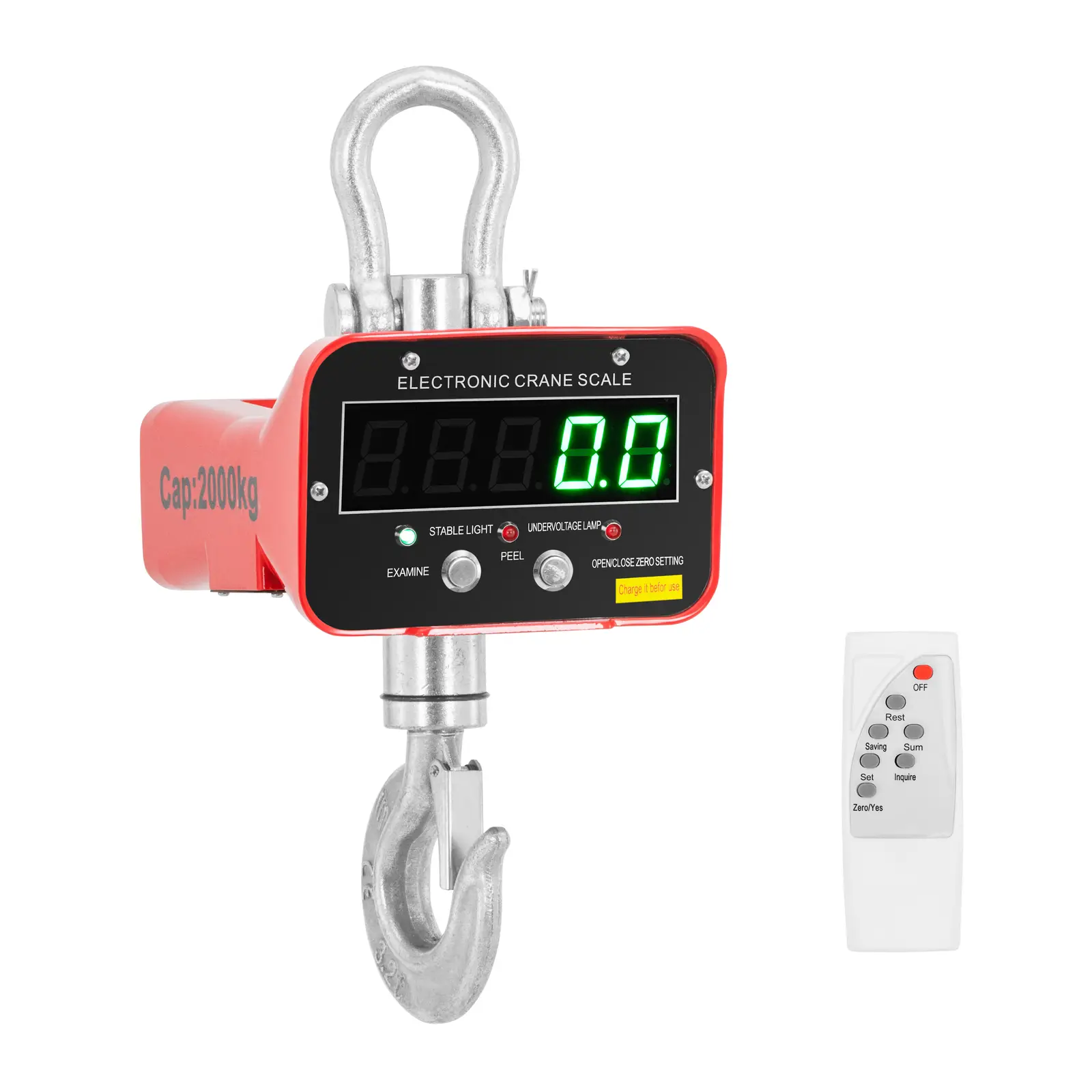 Jeřábová váha - 2 000 kg / 1 kg - LED - dálkové ovládání