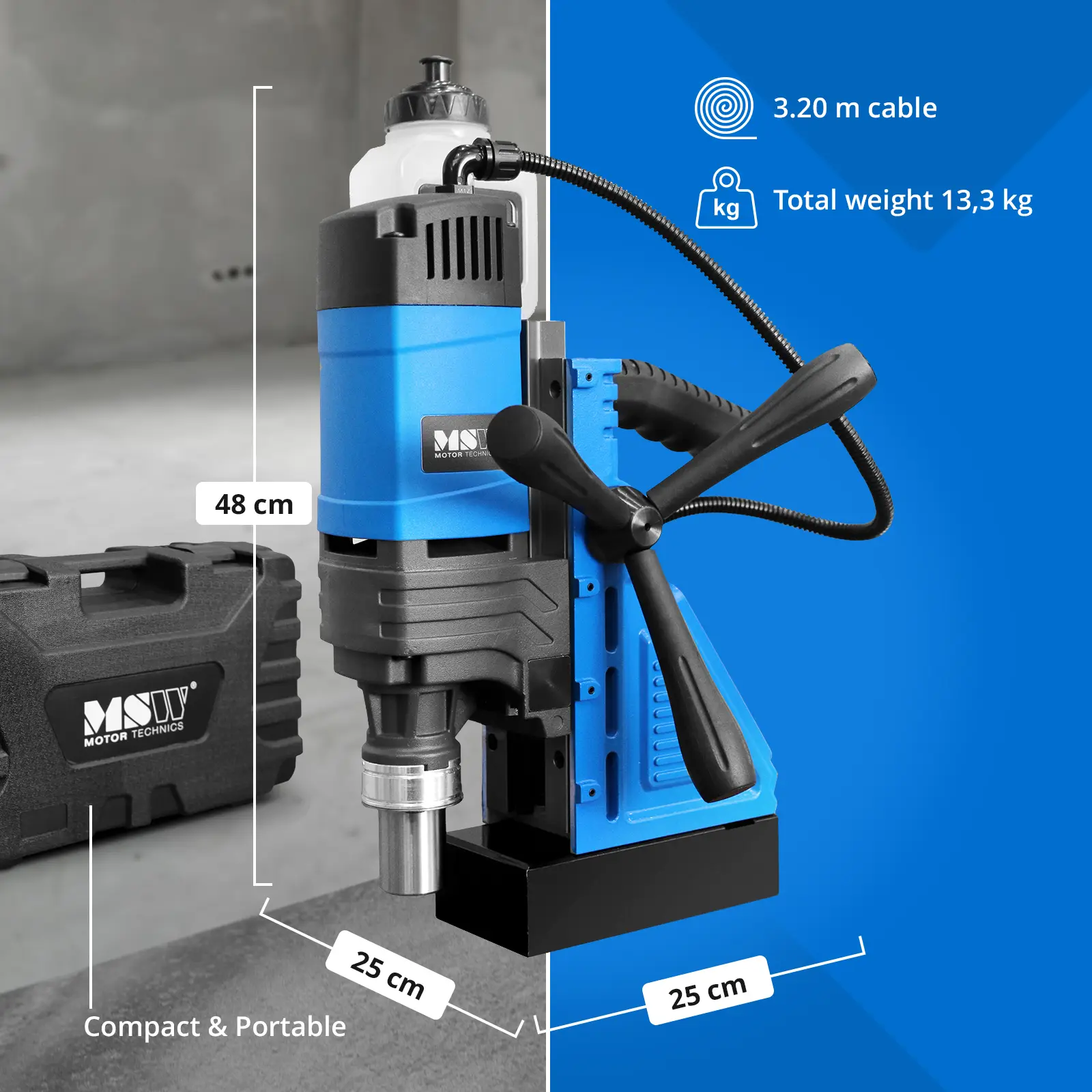 Magnetická vŕtačka 1600 W 830 ot./min maximálny priemer vŕtania 13/35 mm - Magnetické vŕtačky MSW.