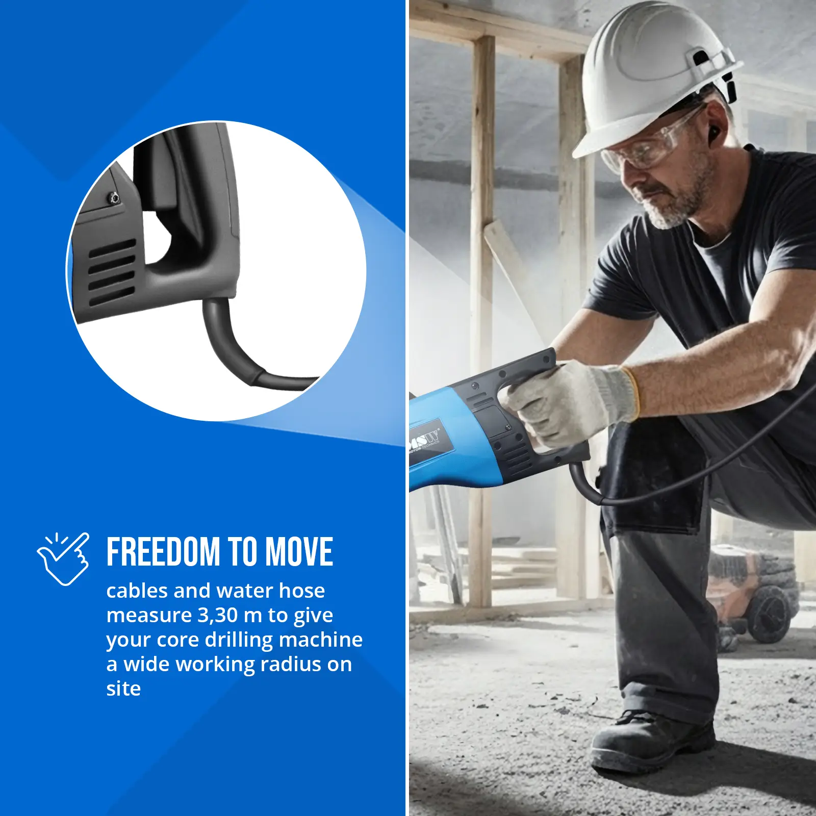 Diamond Core Drill - 1900 W - up to 2160 rpm - 29,000 blows/min - max drilling diameter 160 mm (Drilling method: Wet & dry drilling)