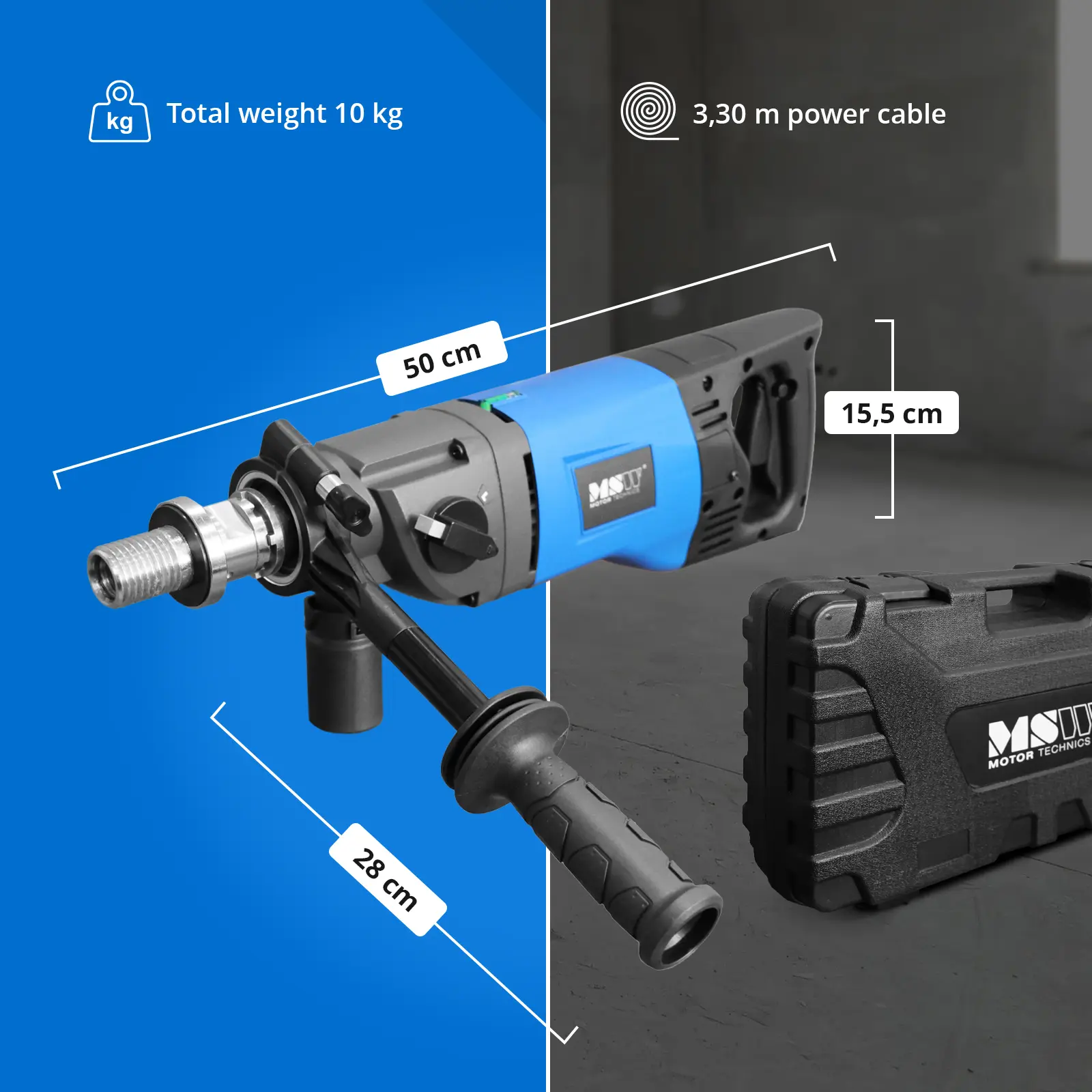 Diamond Core Drill - 1900 W - up to 2160 rpm - 29,000 blows/min - max drilling diameter 160 mm (PRCD on cable: Yes)