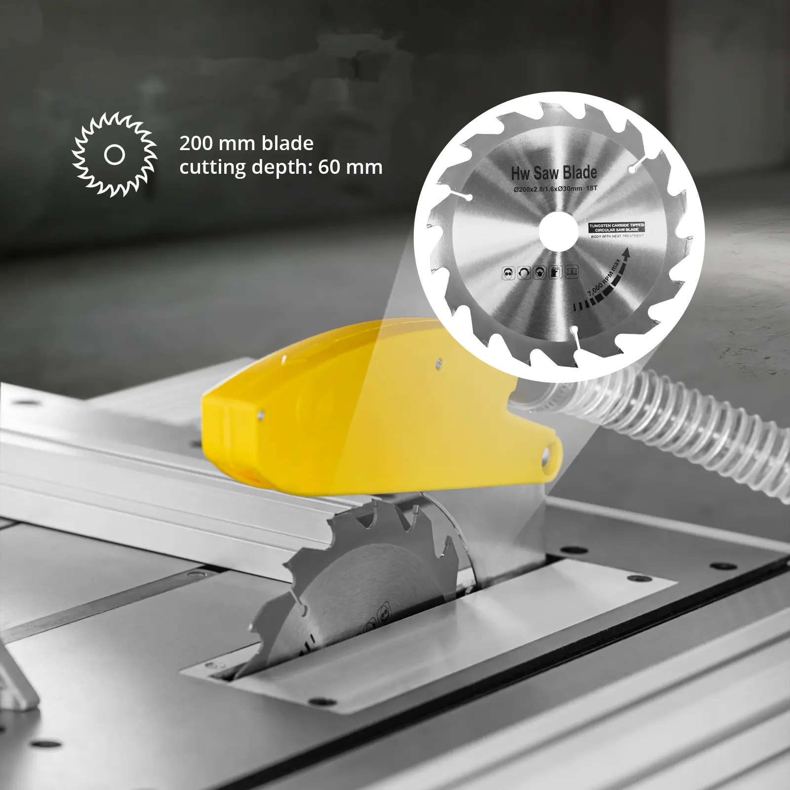 Piła stołowa tarczowa - 1100 W - 400 V - tarcza 200 mm - do drewna (Częstotliwość [Hz]: 50)