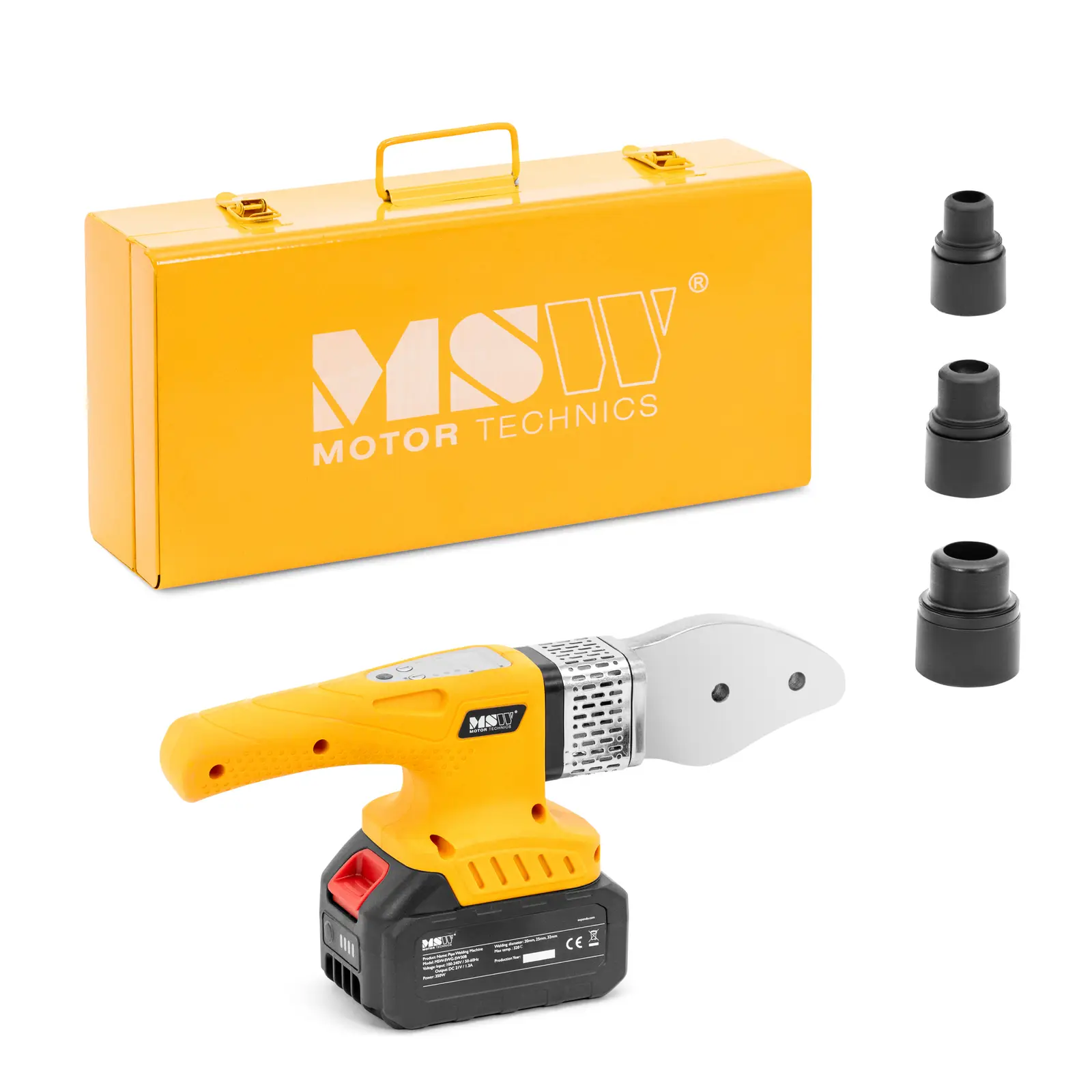 Plastikinių vamzdžių suvirinimo aparatas - įkraunamas akumuliatorius - 350 W - nuo 20 iki 32 mm - iki 320 °C