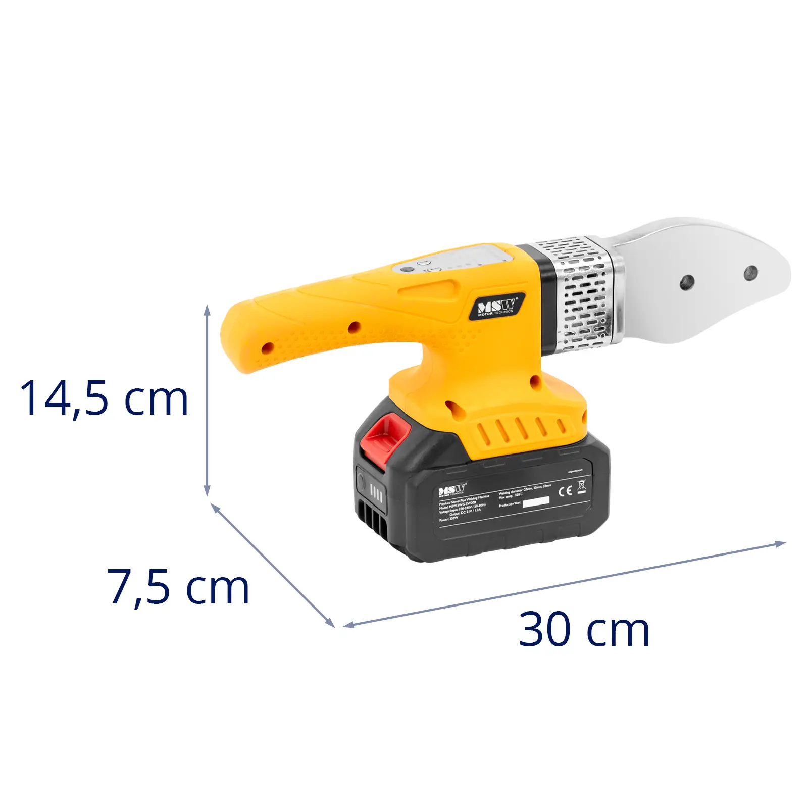 Svářečka na plasty - aku - 350 W - 20 až 32 mm - do 320 °C (Průměr svařování [mm]: 20, 25, 32)