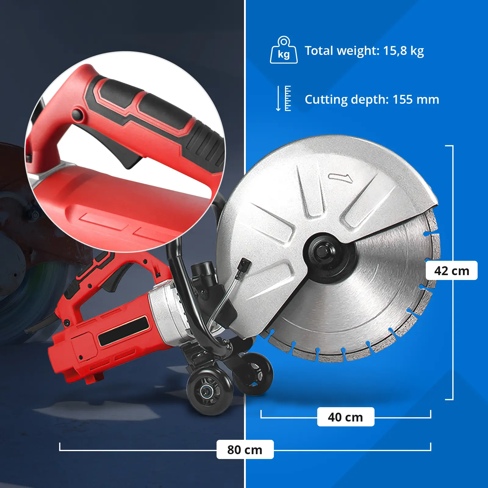 Betonsäge - 3500 W - 155 mm Schnitttiefe (Material: Aluminium)