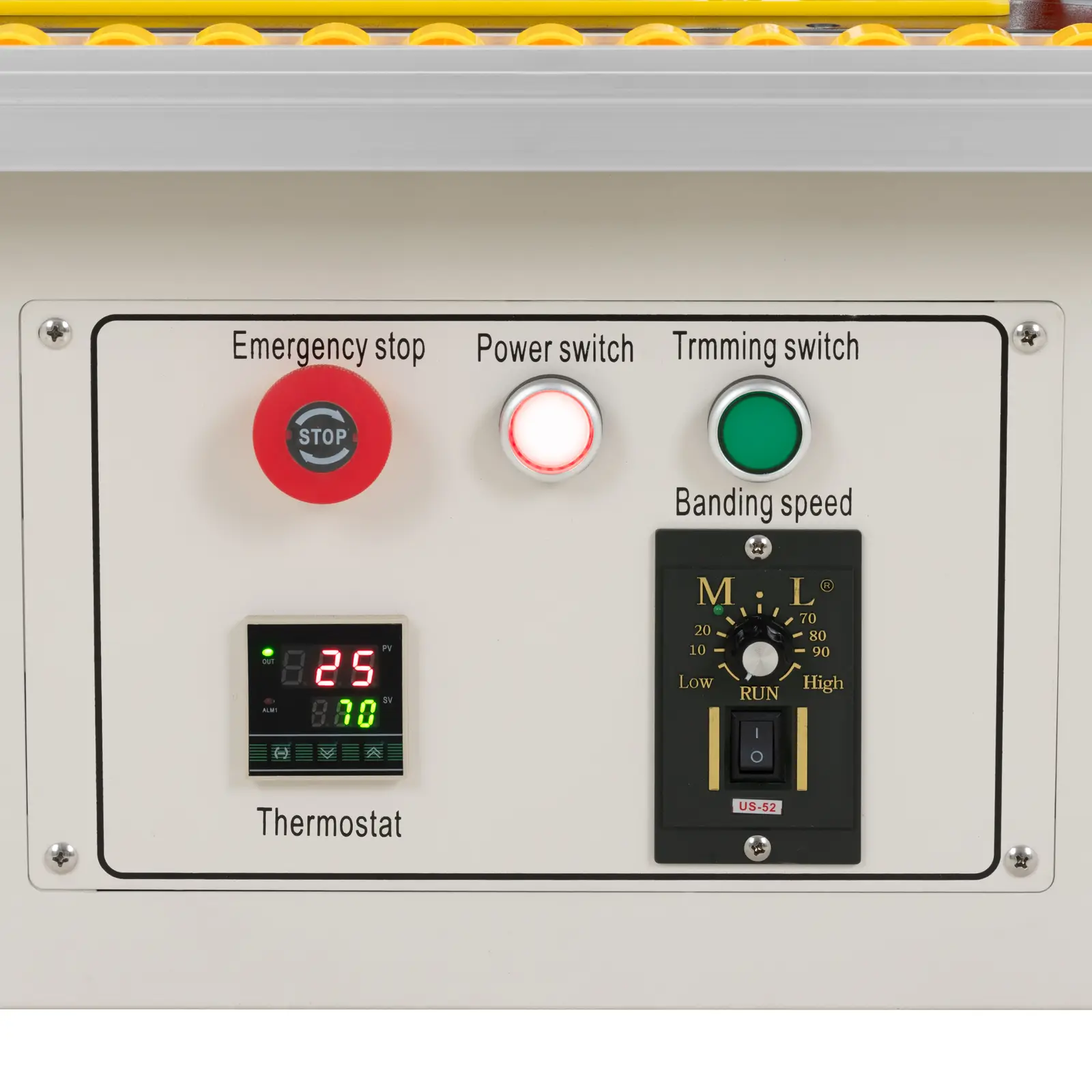 Přenosná olepovačka hran - 2 020 W - 5 m/min - 120–200 °C - s funkcí ořezávání a nožním pedálem (Frekvence [Hz]: 50/60)