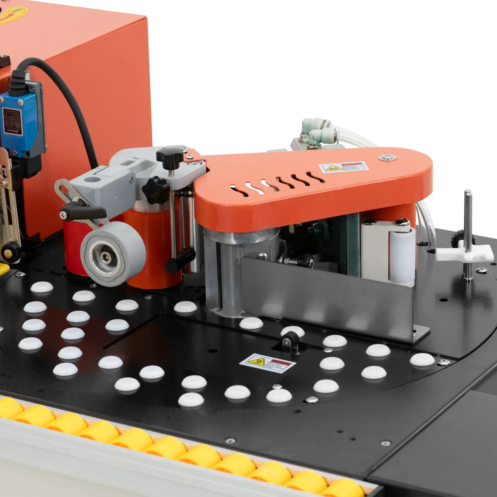 Přenosná olepovačka hran - 2 020 W - 5 m/min - 120–200 °C - s funkcí ořezávání a nožním pedálem (Metoda lepení: Oboustranné lepení)