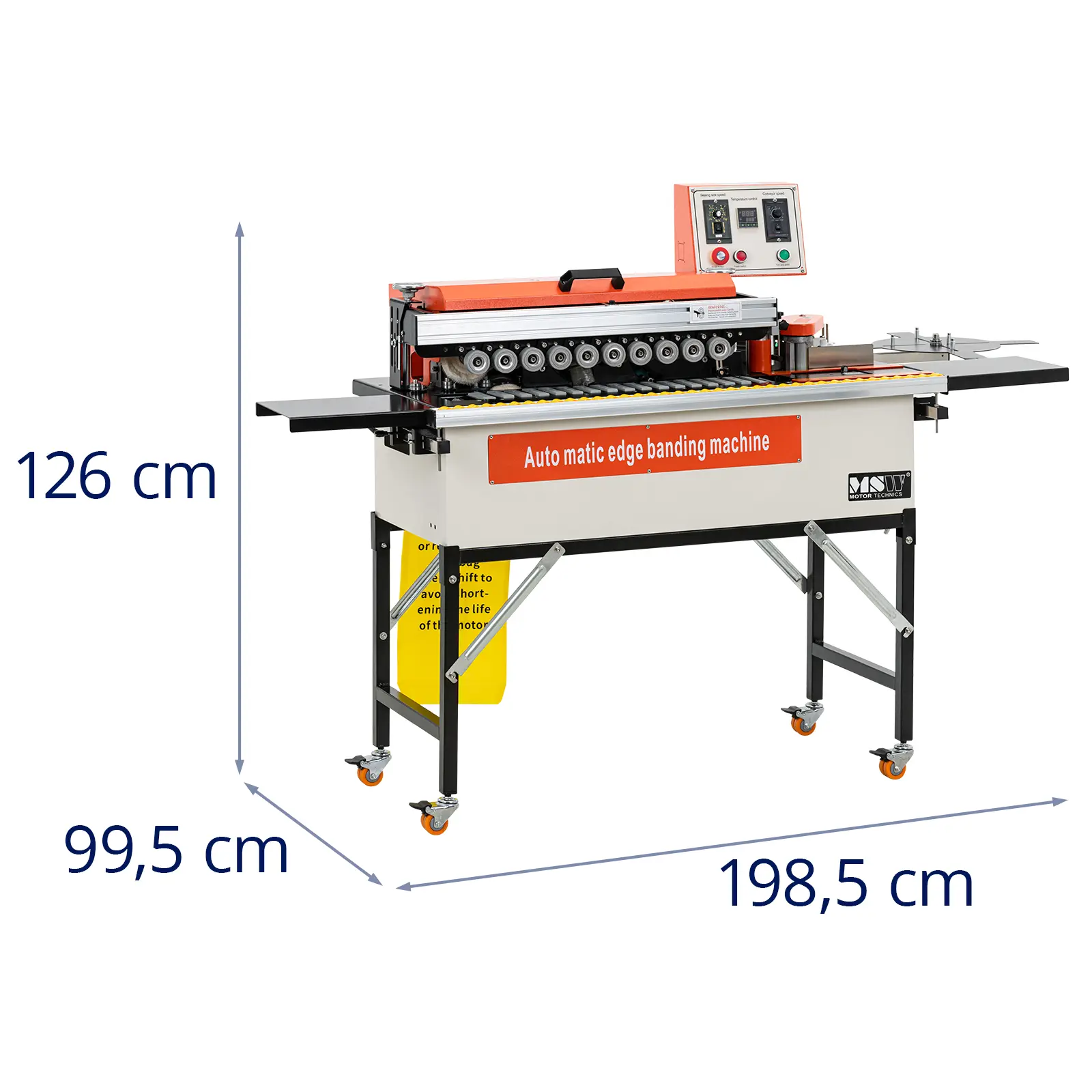 Kantenanleimmaschine - 2115 W - 7 m/min - 120 bis 200 °C - mit Besäumungsfunktion und Fußpedal