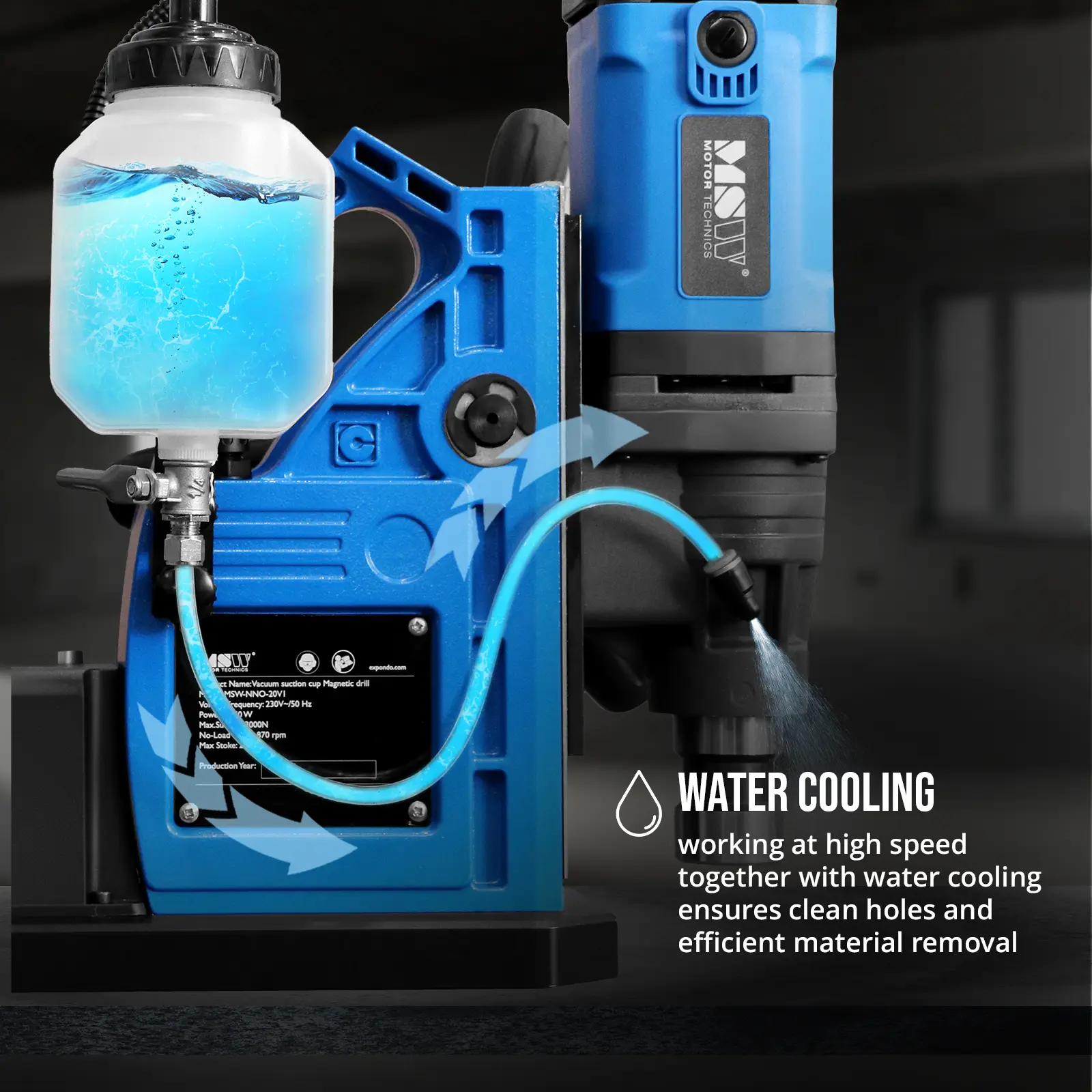 Magnetbohrmaschine - mit Vakuum - 1550 W - 870 U/min - Bohrdurchmesser max. 35 mm (Schutzart: I)