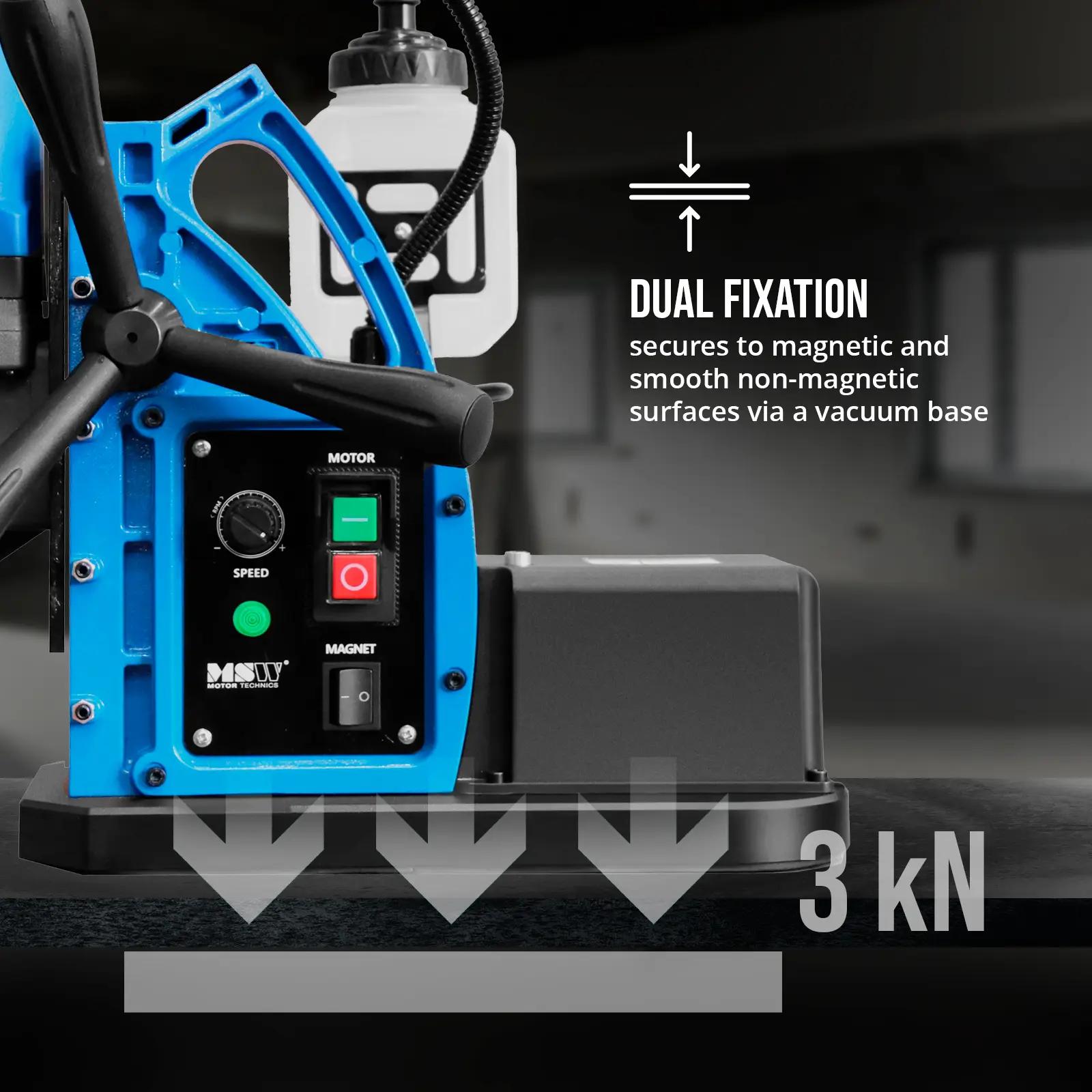 Magnetbohrmaschine - mit Vakuum - 1550 W - 870 U/min - Bohrdurchmesser max. 35 mm (Eingebaute Wasserwaage: Ja)