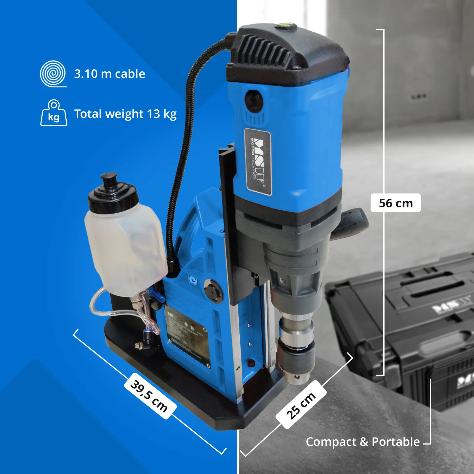 Magnetbohrmaschine - mit Vakuum - 1550 W - 870 U/min - Bohrdurchmesser max. 35 mm (Funktion Gewindebohren: Ja)