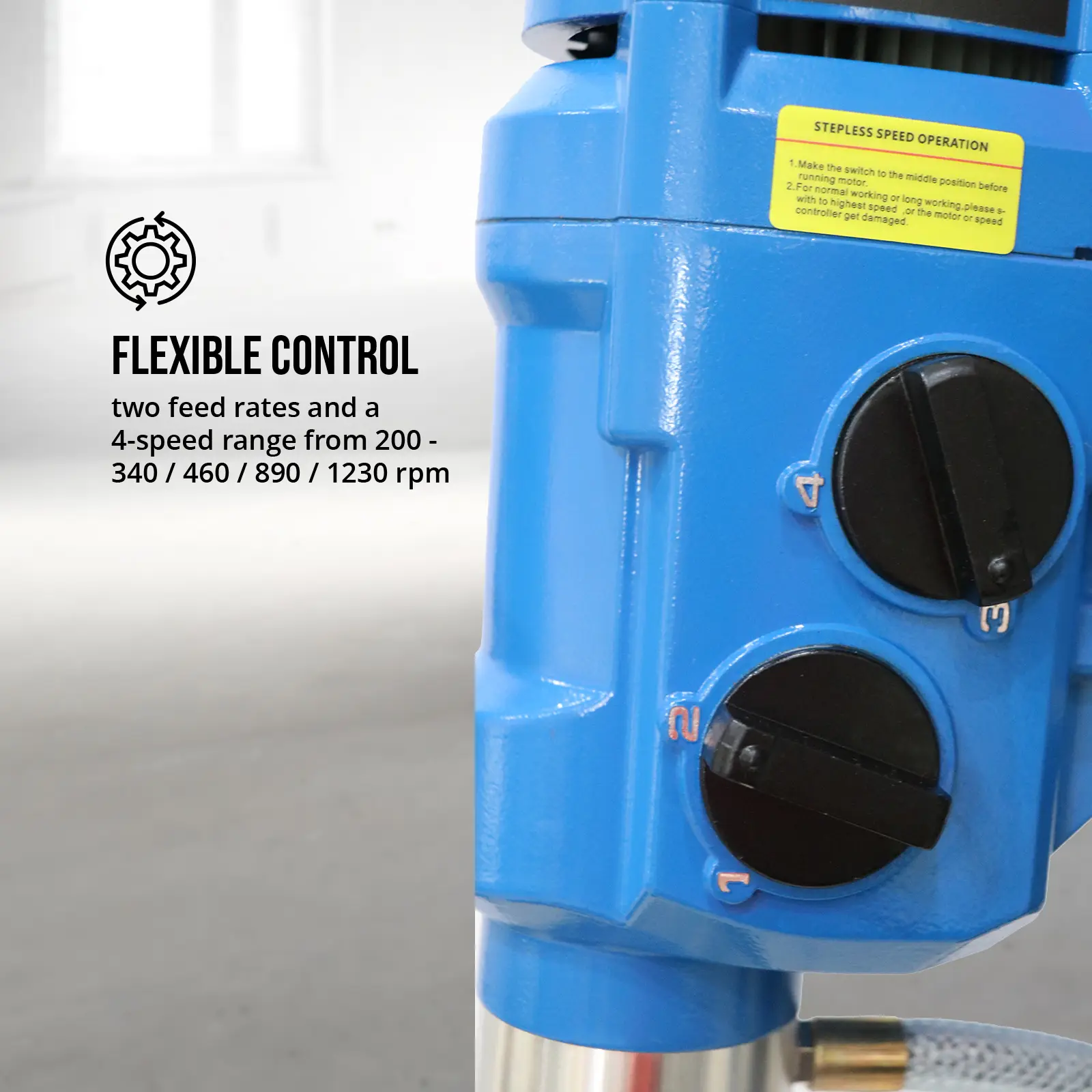 Diamond Core Drill - with stand - 3700 W - up to 1230 rpm - drilling diameter max. 450 mm (Soft start: Yes)