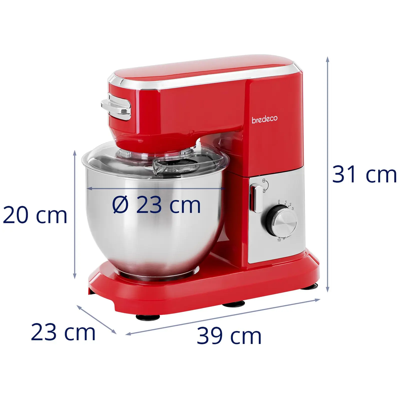 Robot pâtissier multifonction  - 1300 W - Red (Dimensions (LxlxH): 39 x 23 x 31.5 cm)