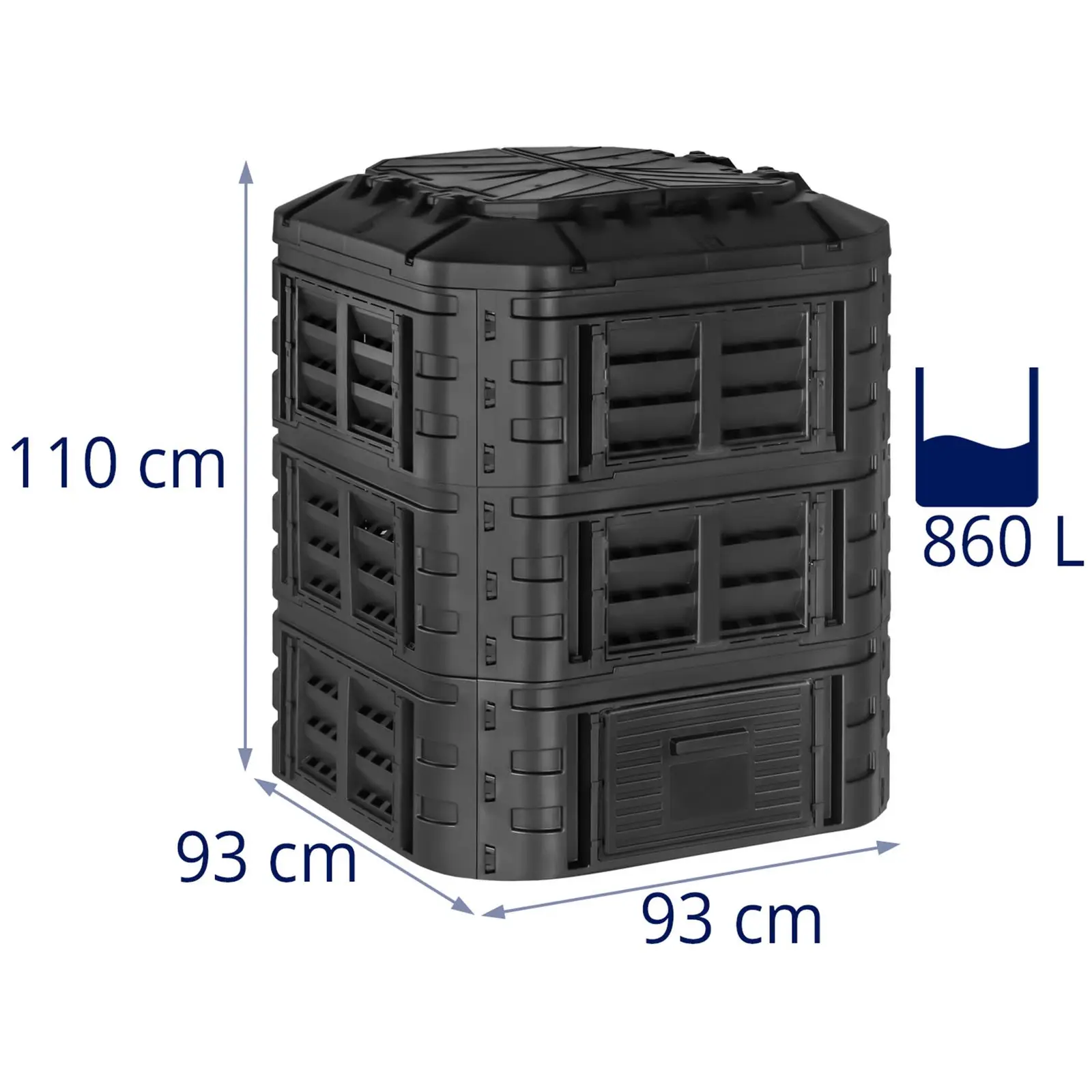 Zahradní kompostér - 860 l (Délka závěsu: 11 cm)