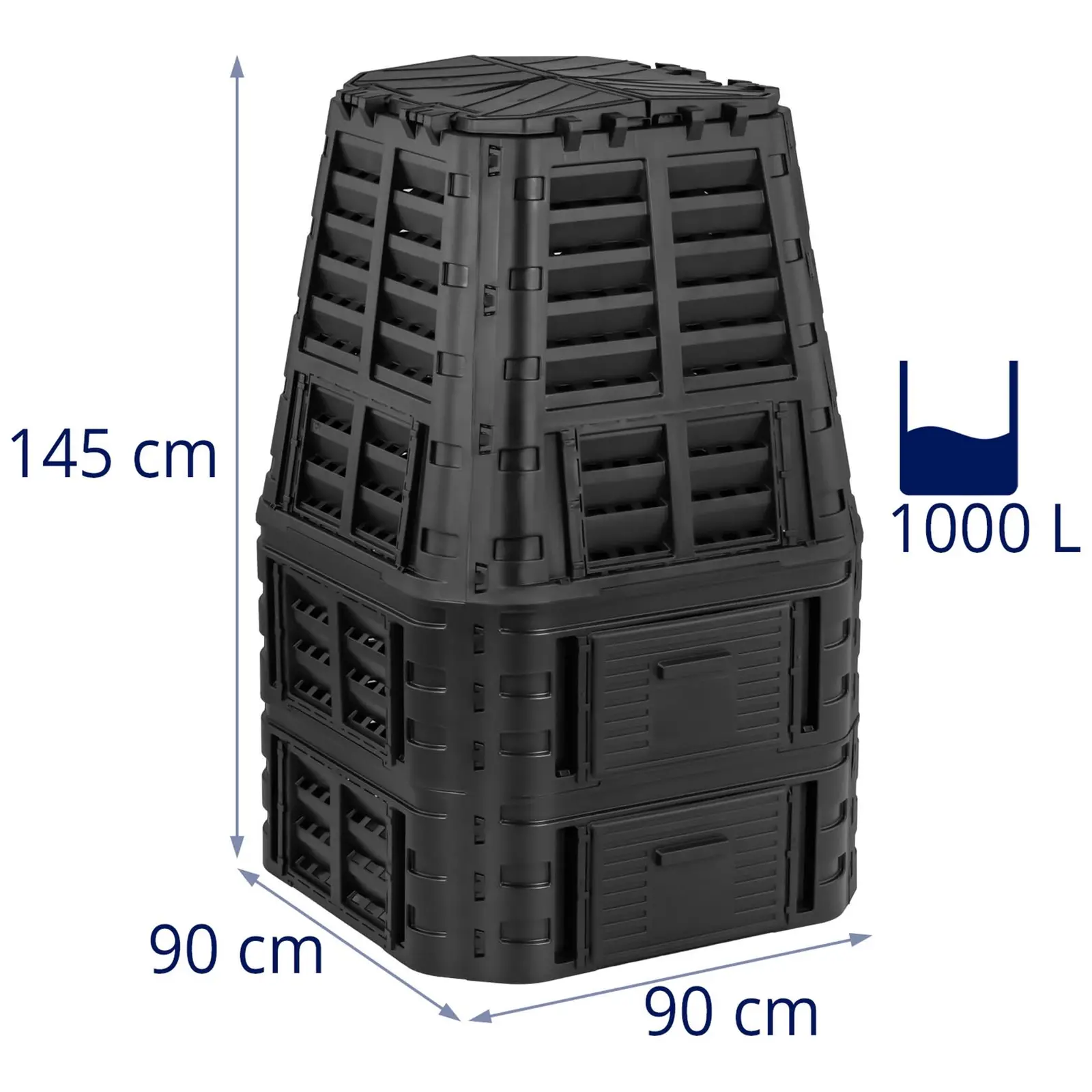 Composteur de jardin - 1 000 l (Ouverture(s) dans le(s) couvercle(s): Oui)
