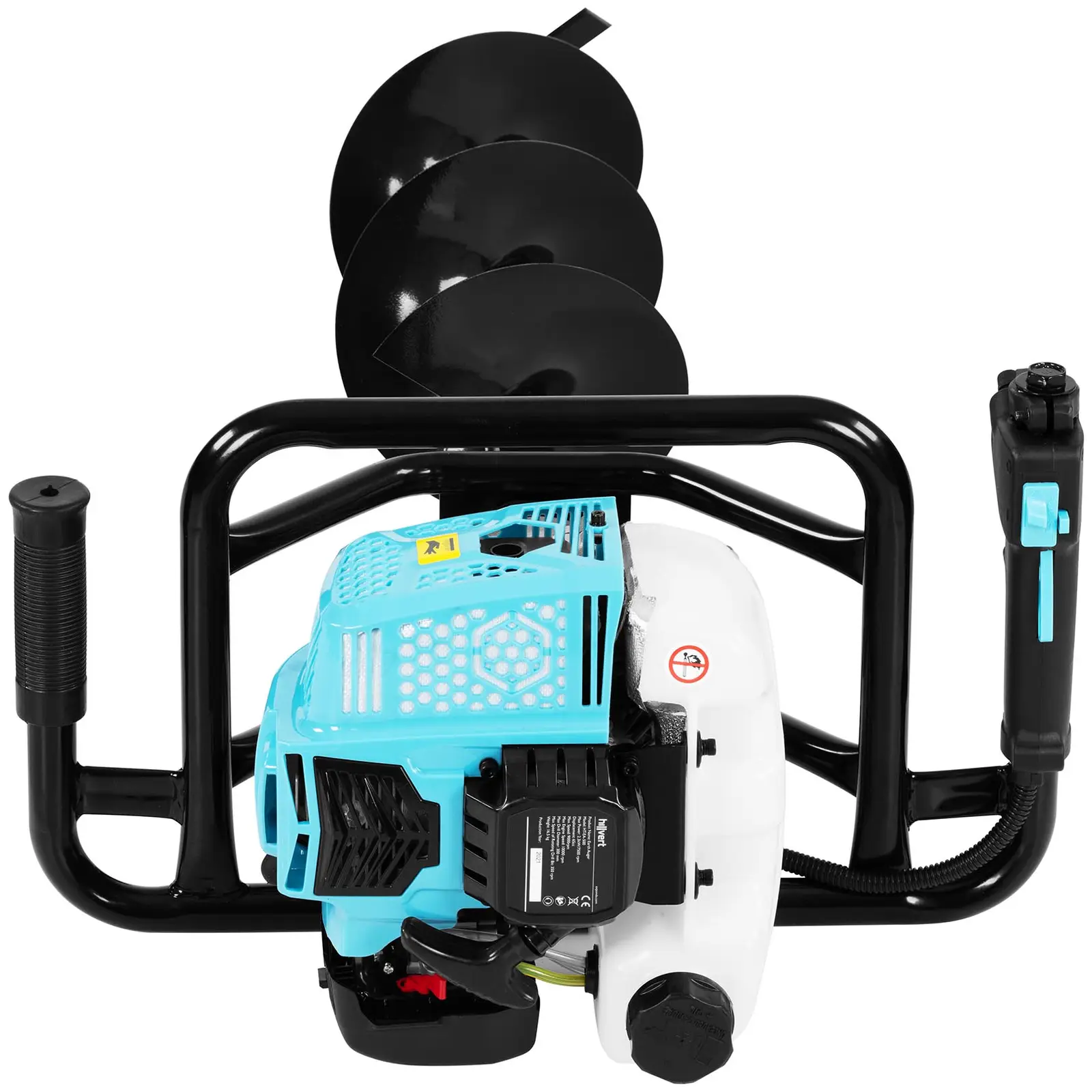 Tarière thermique - 2.3 kW - 3 têtes de forage 100, 150, 200 mm (Capacité du réservoir à carburant: 1.2 l)