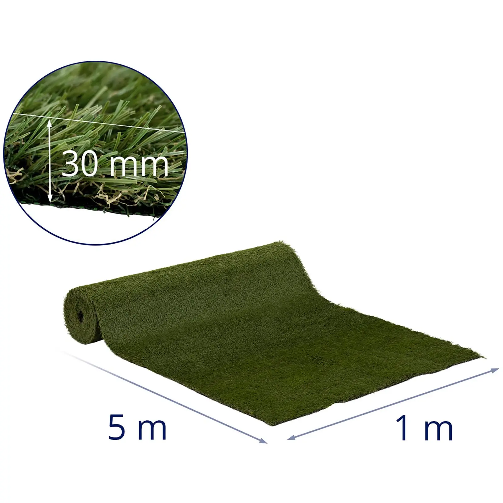 Gazon synthétique - 504 x 100 cm - Hauteur : 30 mm - Nombre de piqures : 20/10 cm - Résistant aux UV (Hauteur [mm]: 30)