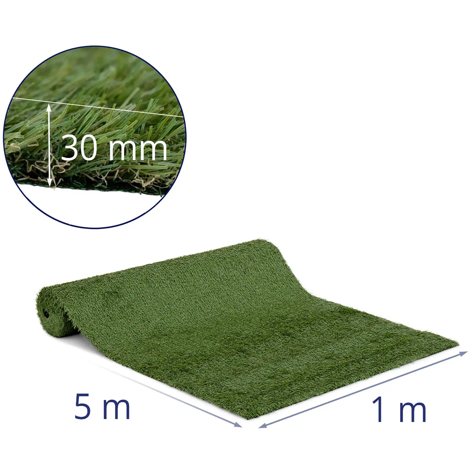 Artificial grass - 100 x 500 cm - Height: 30 mm - Stitch rate: 14/10 cm - UV-resistant