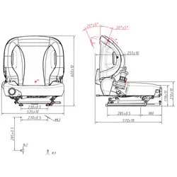 Assento de tractor - 50 x 50 cm - ajustável - suspensão
