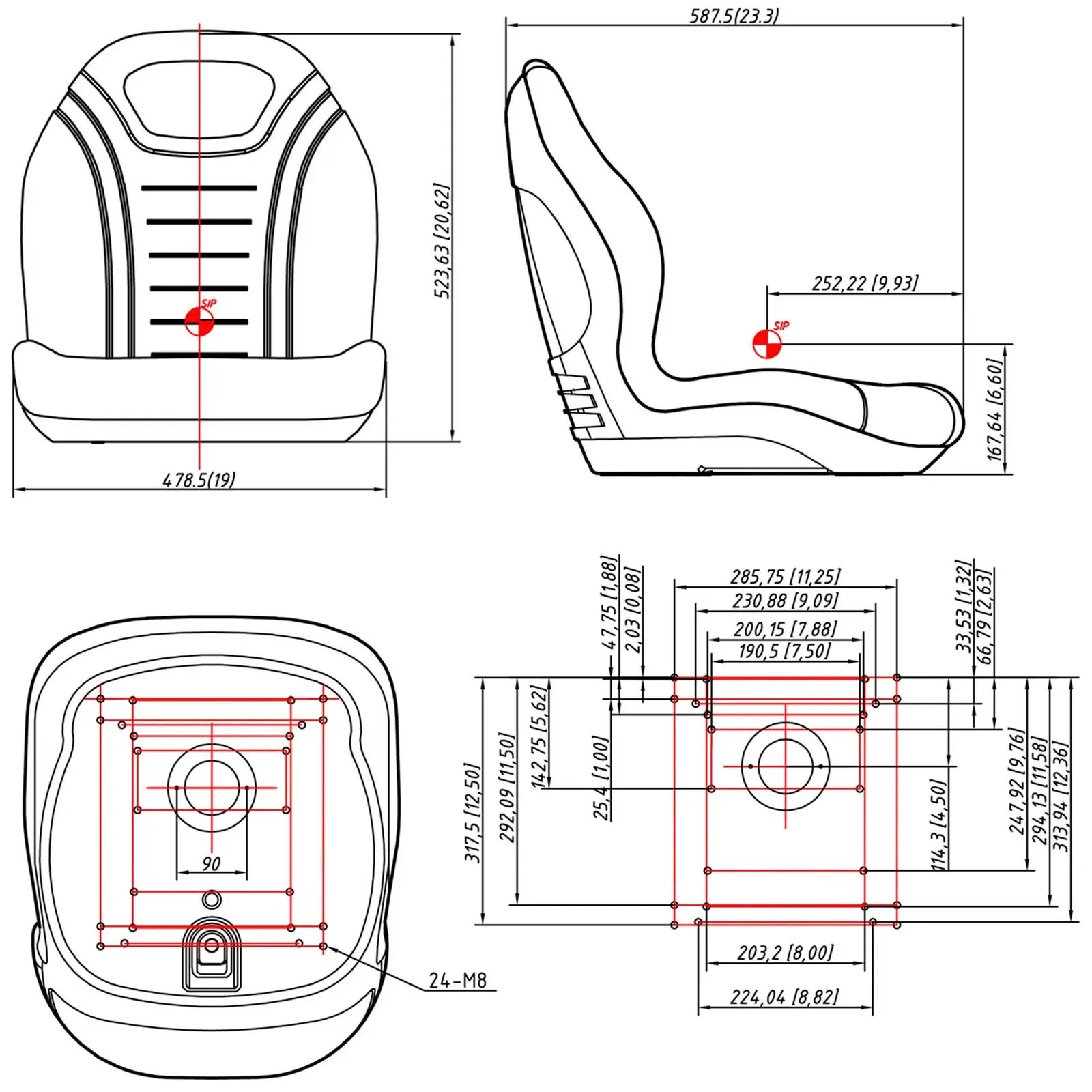 Asiento para tractor - 47 x 41 cm