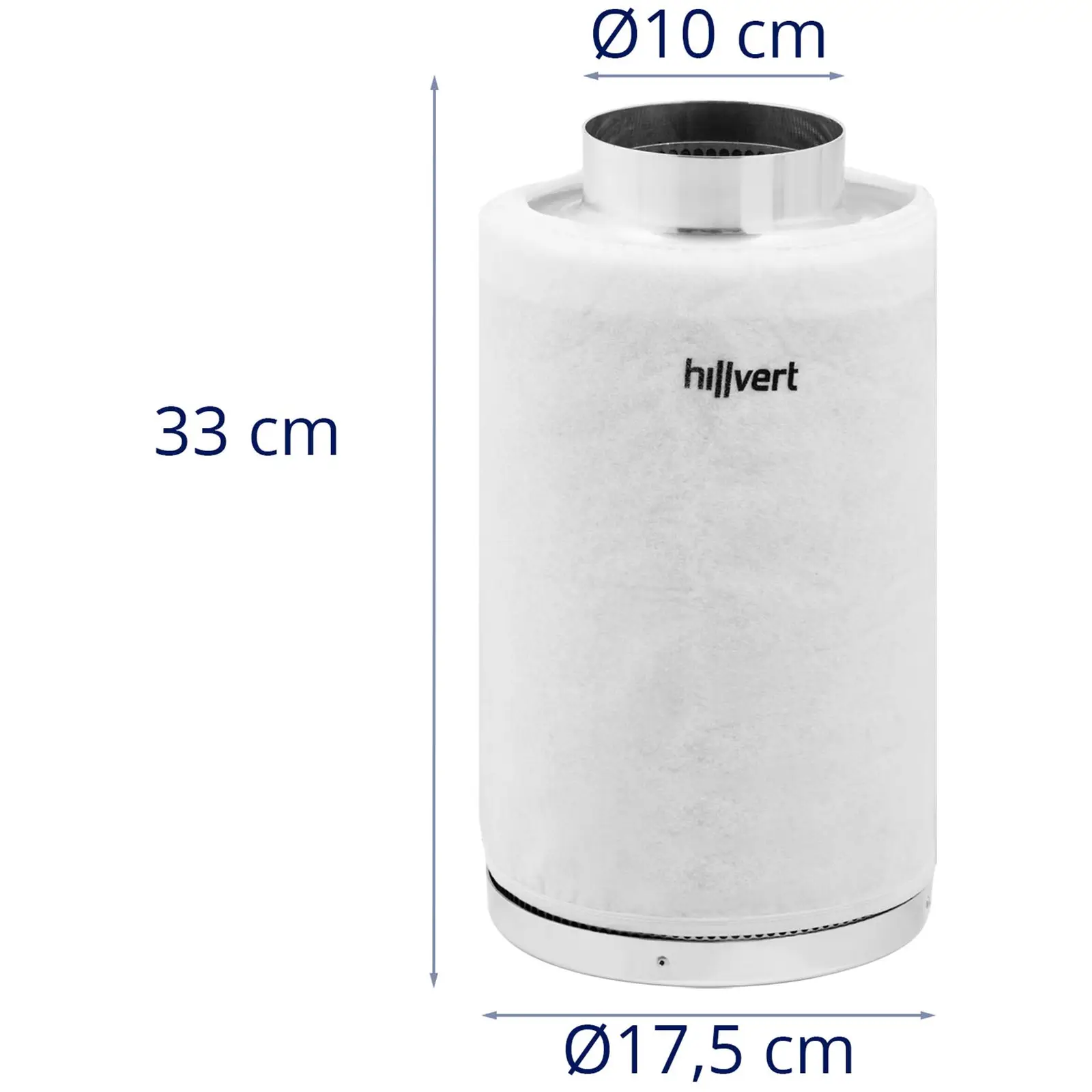 Aktivkohlefilter - Stahl - 102 mm - 30 cm - bis 85 °C