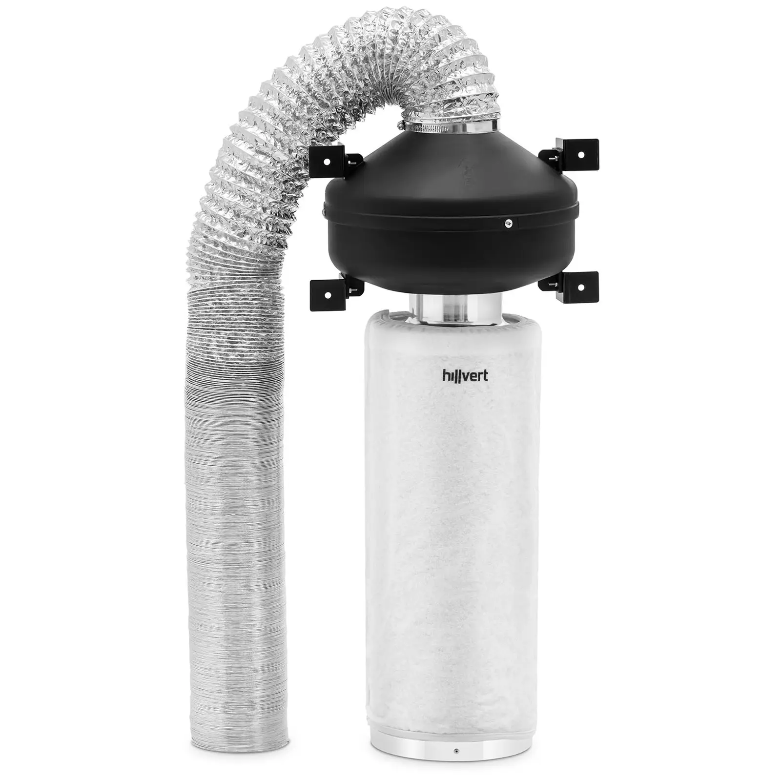 Luchtafvoerset - 50 cm actief koolfilter / pijpventilator / afvoerslang - 249,6 m³/h - Ø 102 mm uitlaat