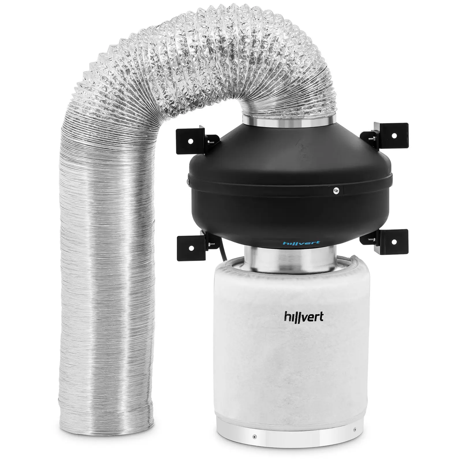 Sada pro odsávání vzduchu - filtr s aktivním uhlím / potrubní ventilátor / hadice pro odsávání vzduchu - 382.2 m³/h - Ø 125 mm výstupní otvor