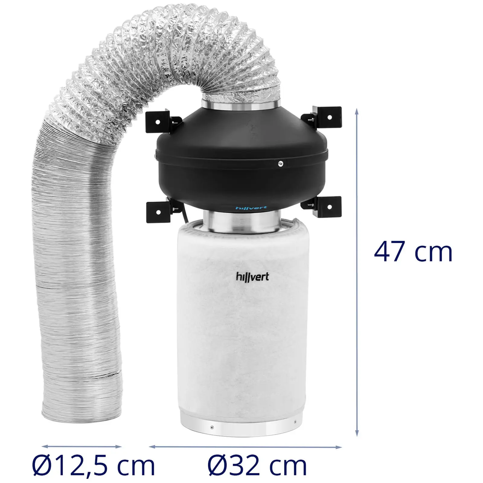 Kit de ventilação - filtro de carvão ativado / ventilador de extração / tubo de ventilação - saída Ø130 mm