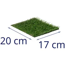 Erba sintetica - 3 campioni da 20 x 17 cm - Altezza: 20 - 30 mm - Stitch Rate: 20/10 13/10 14/10 cm - Resistente ai raggi UV