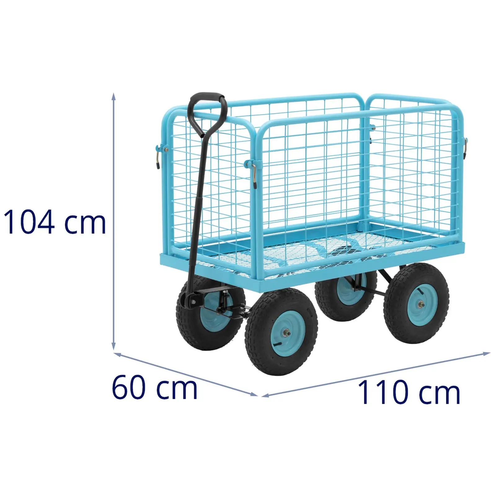 Chariot de jardin - 400 kg - barrières latérales amovibles