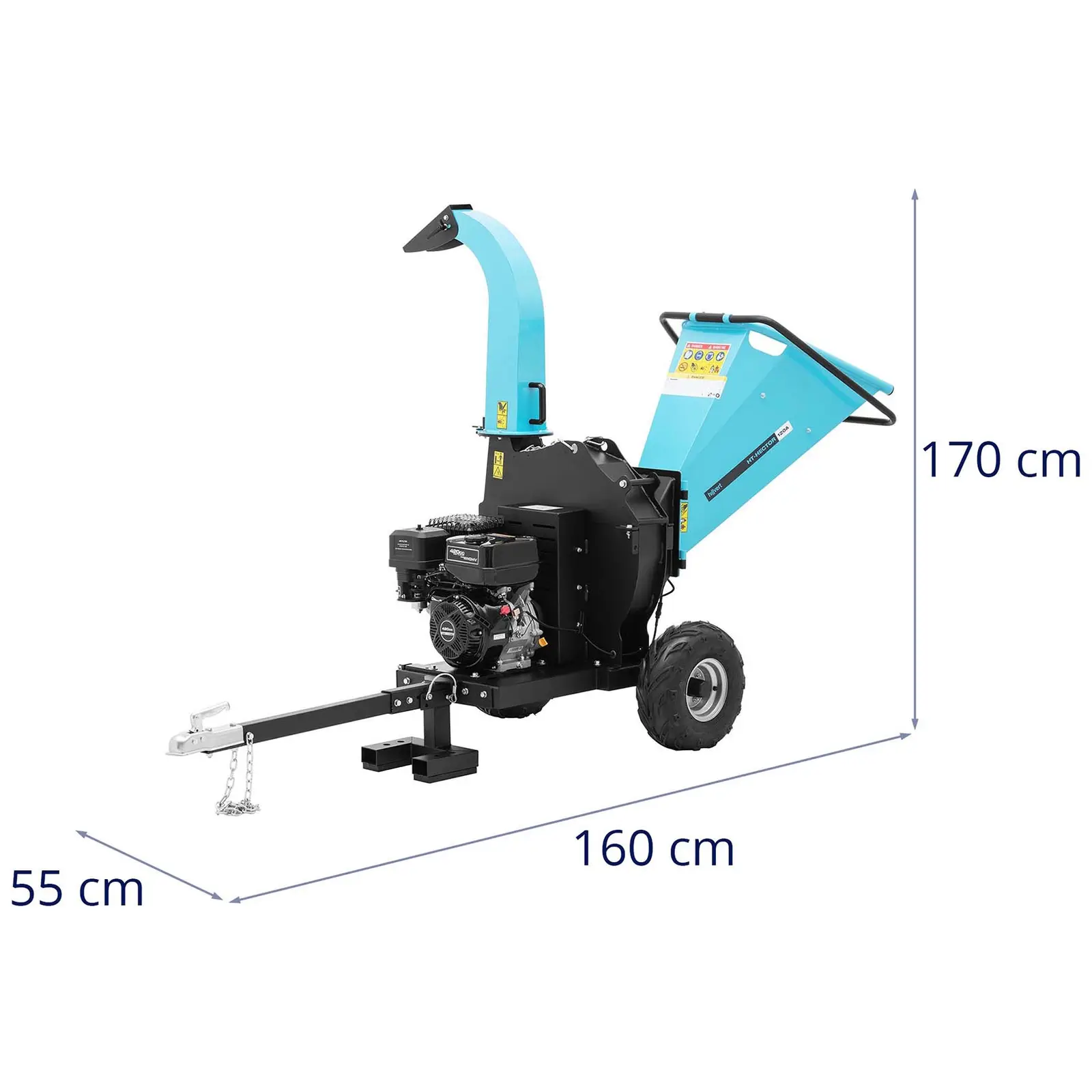 Factory second Petrol Wood Chipper on Trailer - 15 PS - 100 mm