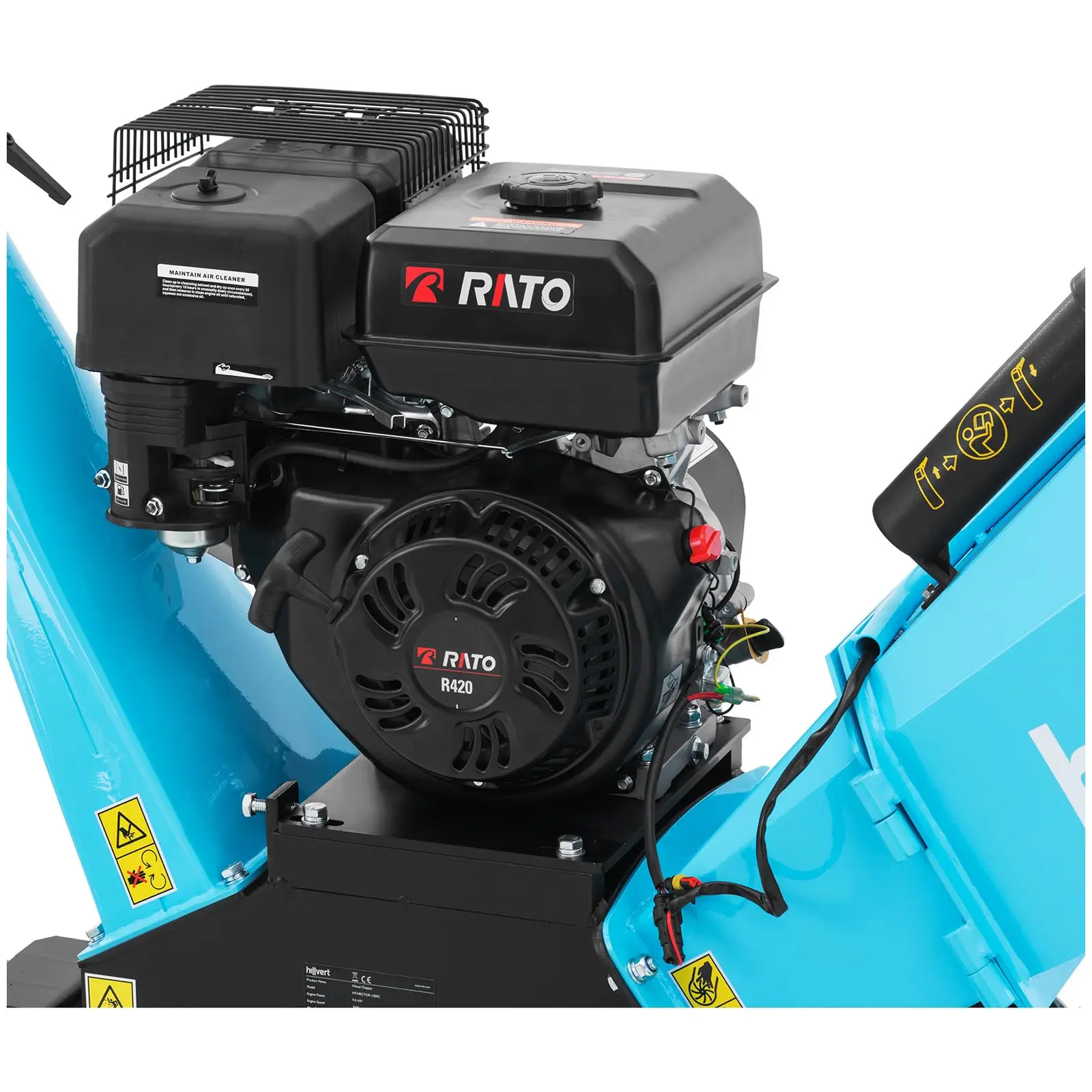 Benzínový drtič - 15 HP - 120 mm - násypka 1160 x 410 x 510 mm (Nouzový vypínač: Ano)