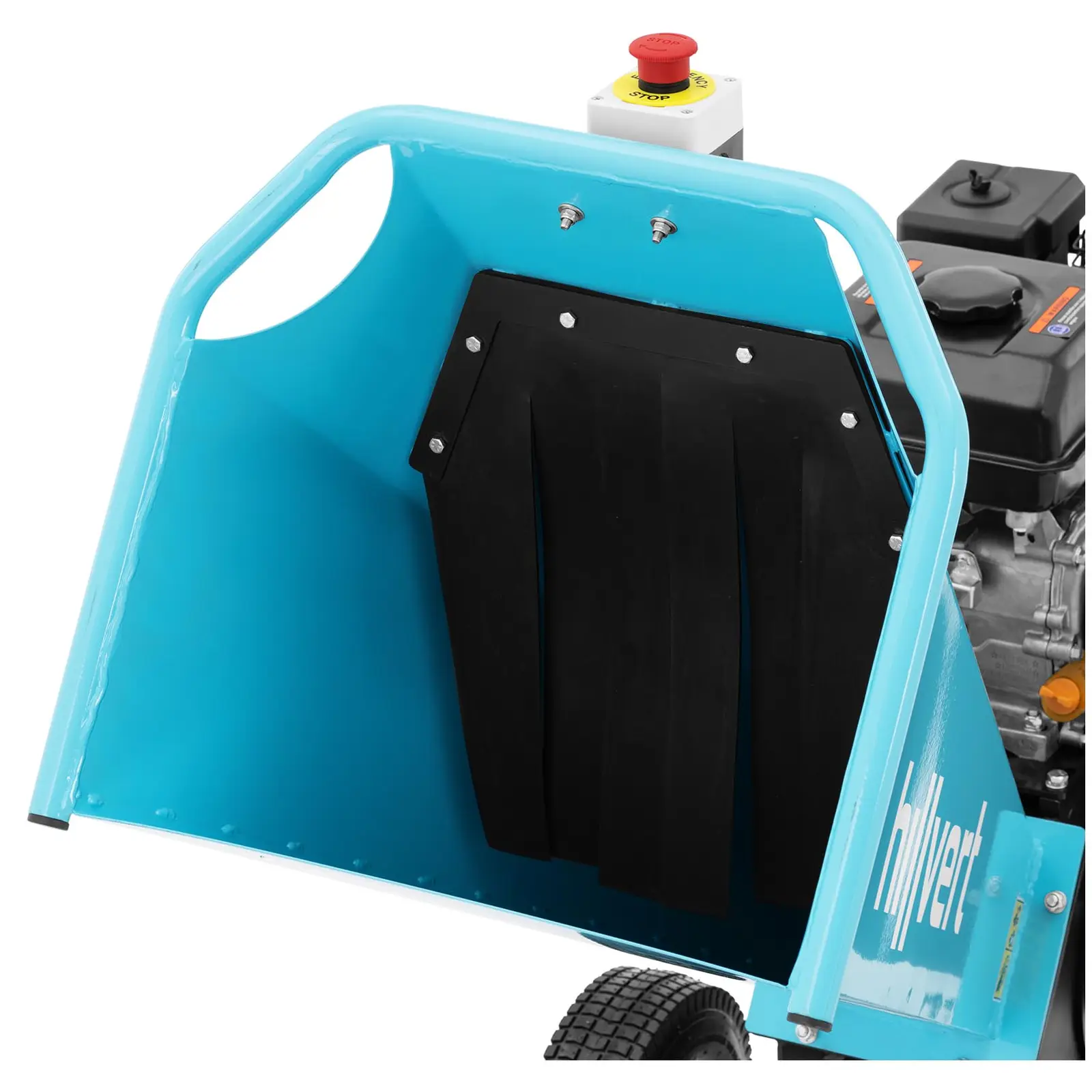 Benzínový drtič - 6.5 HP - 100 mm - násypka 520 x 440 x 810 mm (Akustický výkon: 115 dB)