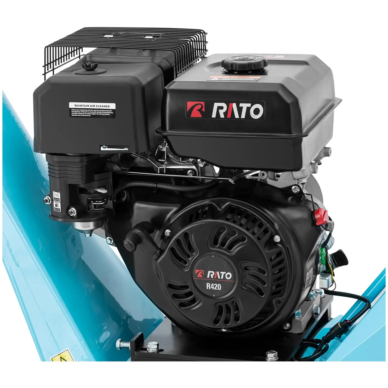 Benzínový drtič na pásovém podvozku - 15 HP - 120 mm - násypka 560 x 490 x 1050 mm - s nádobou (Funkce zapnutí/vypnutí: Ano)