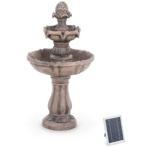 Соларен фонтан за вода - 2 нива с шишарки - ваничка за птици