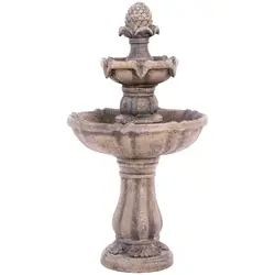 2 lygių saulės vandens fontanas su kankorėžiais - paukščių vonia