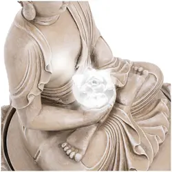 Solar Water Fountain - seated Buddha figure - LED lighting