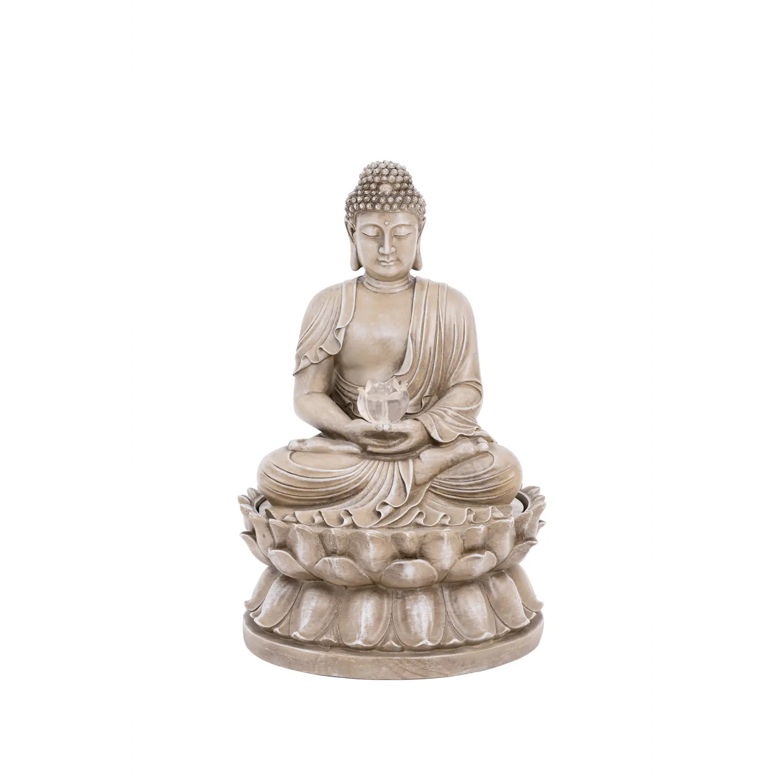 Solcelle-springvand - buddhafigur - LED-belysning