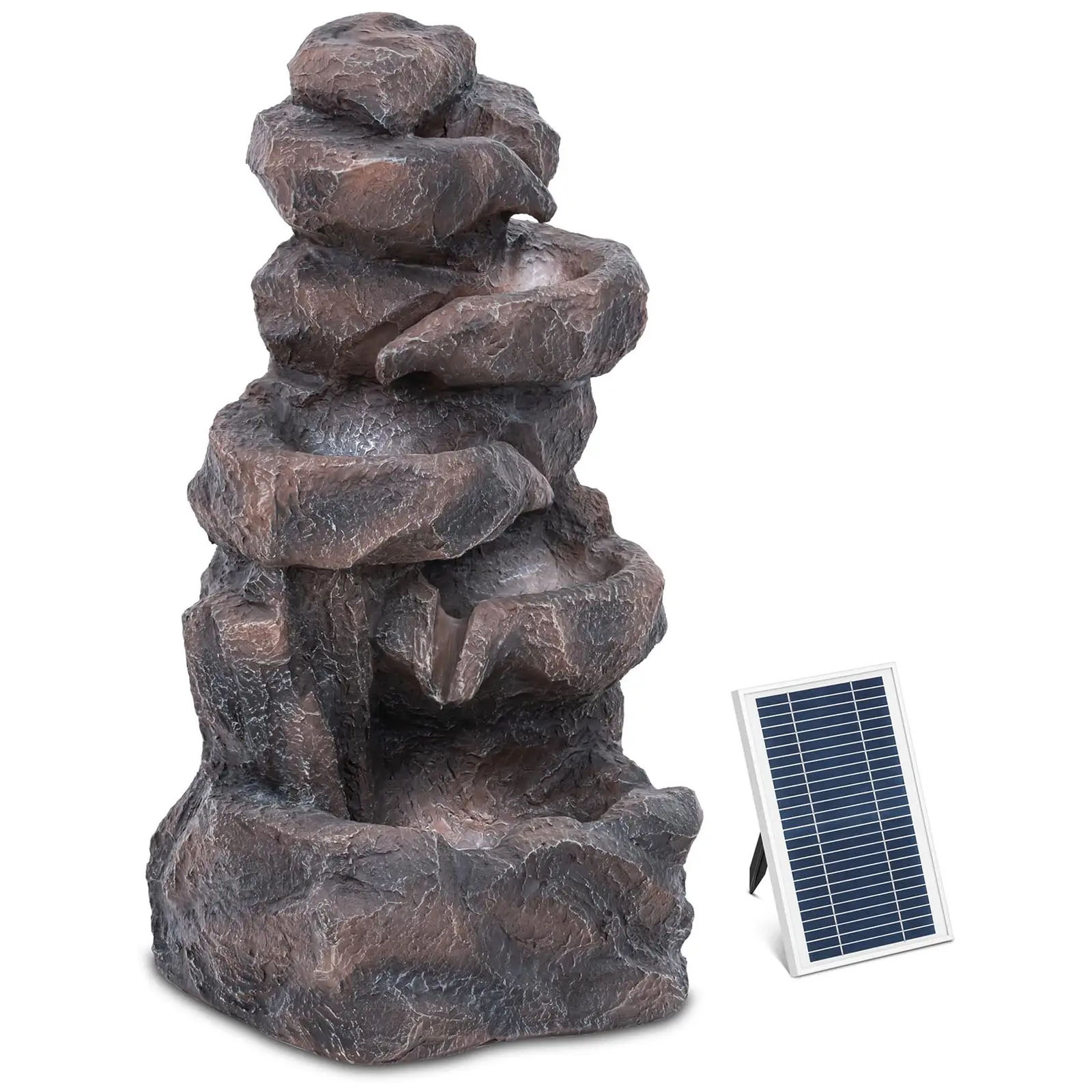 Solar Garden Fountain - Tiered Rock Formation - LED-belysning