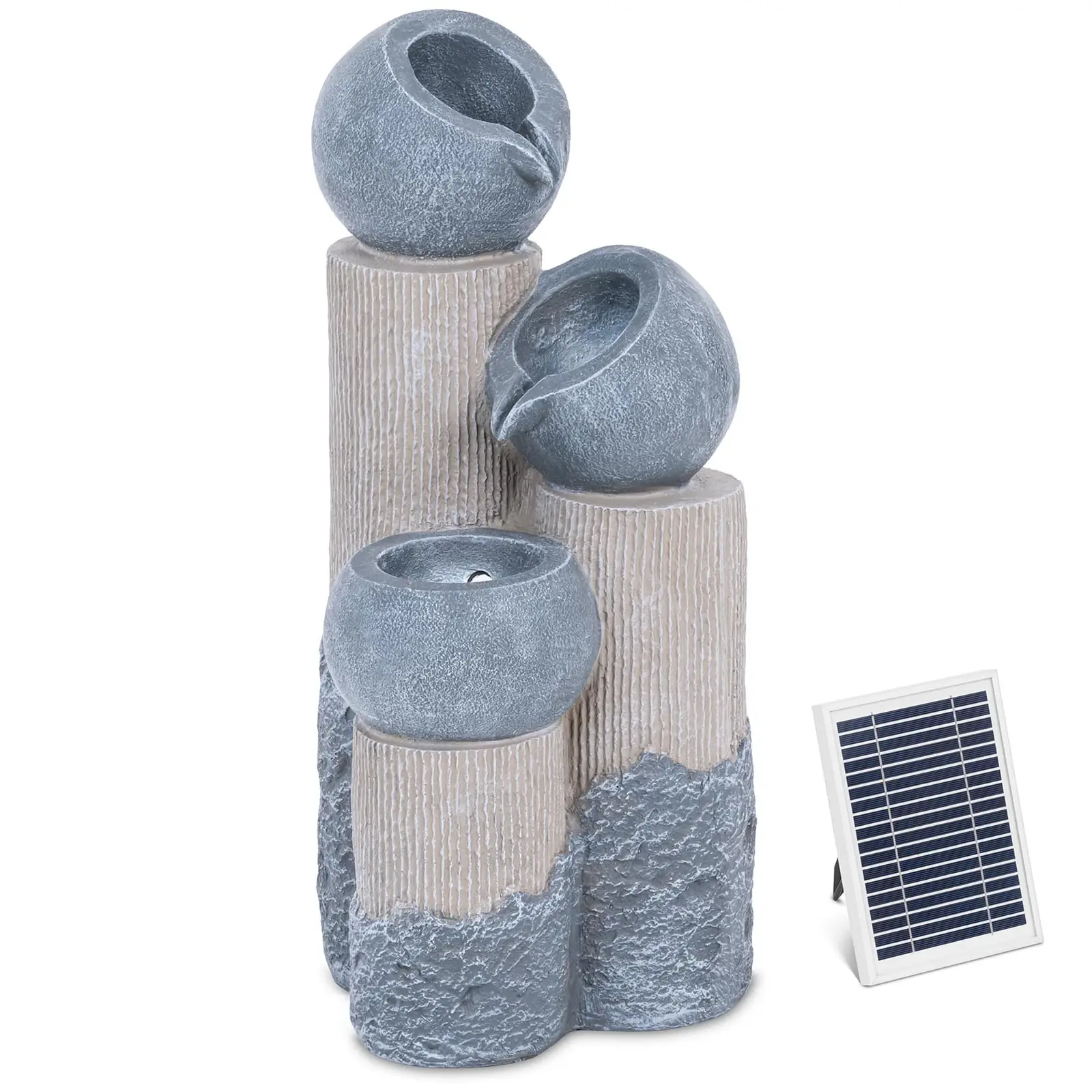 Solar Gartenbrunnen - 3 Gefäße auf Säulen - LED-Beleuchtung - Produktbild